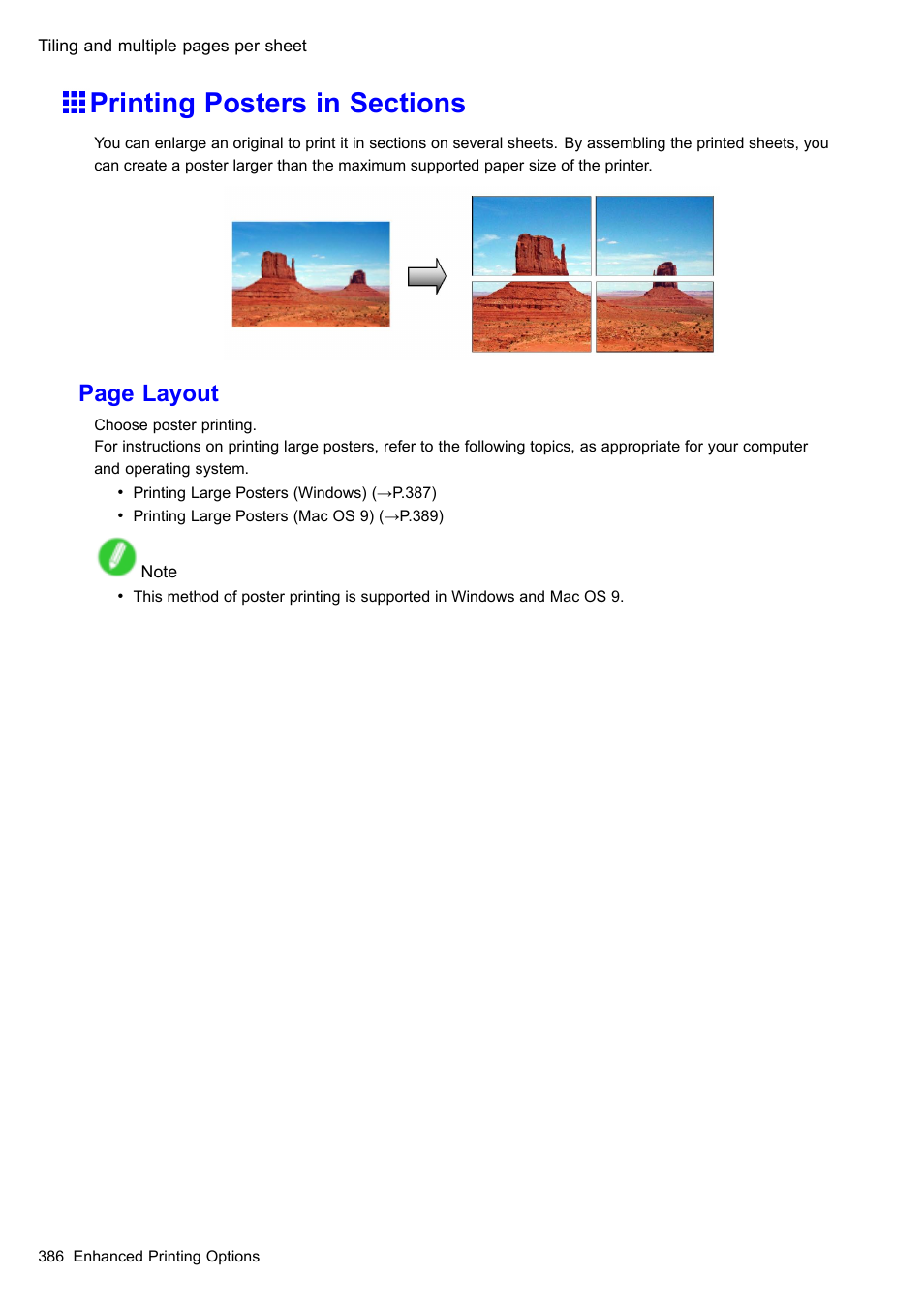 Printing posters in sections, Page layout | Canon imagePROGRAF iPF610 User Manual | Page 400 / 746
