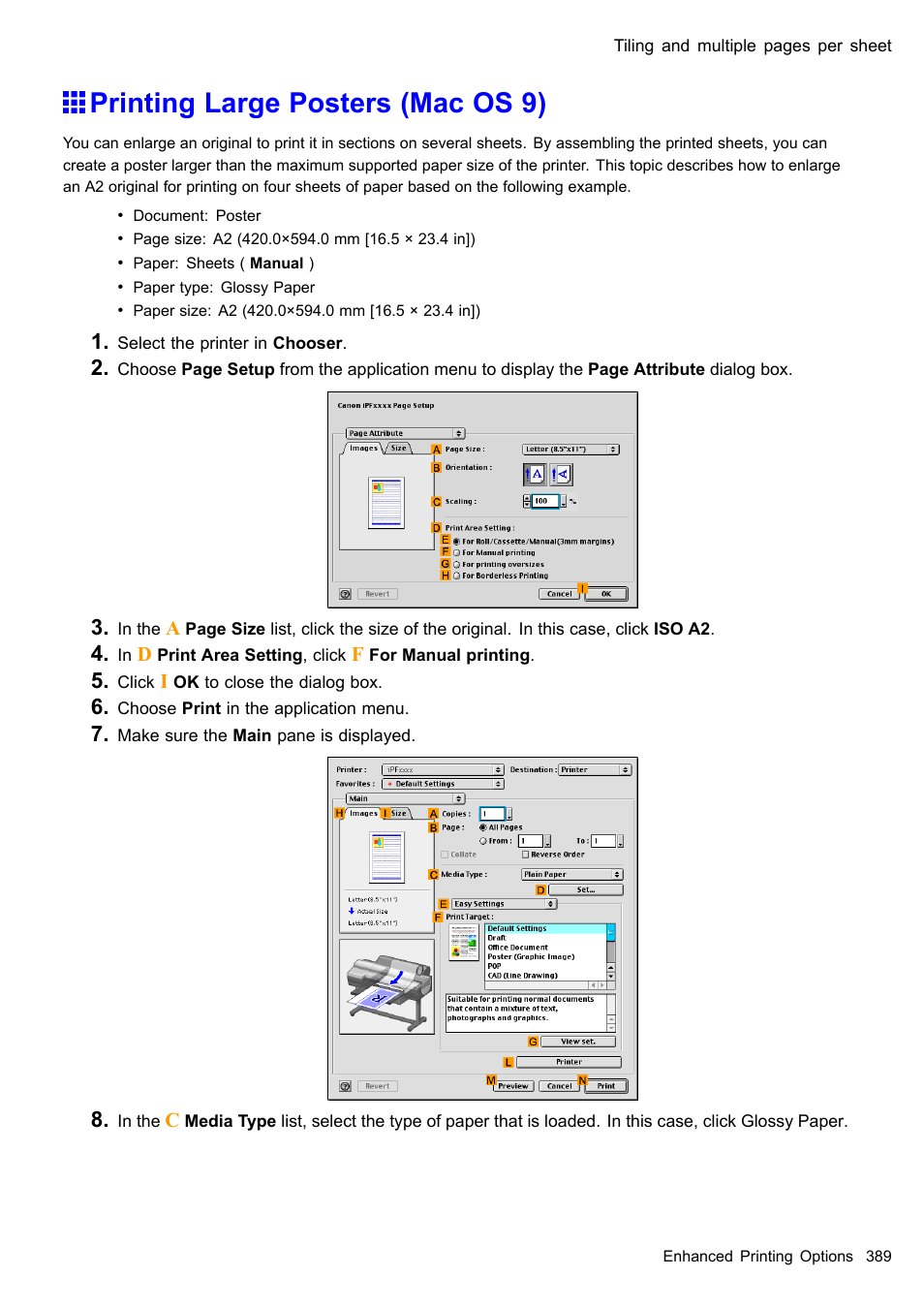 Printing large posters (mac os 9) | Canon imagePROGRAF iPF610 User Manual | Page 403 / 746