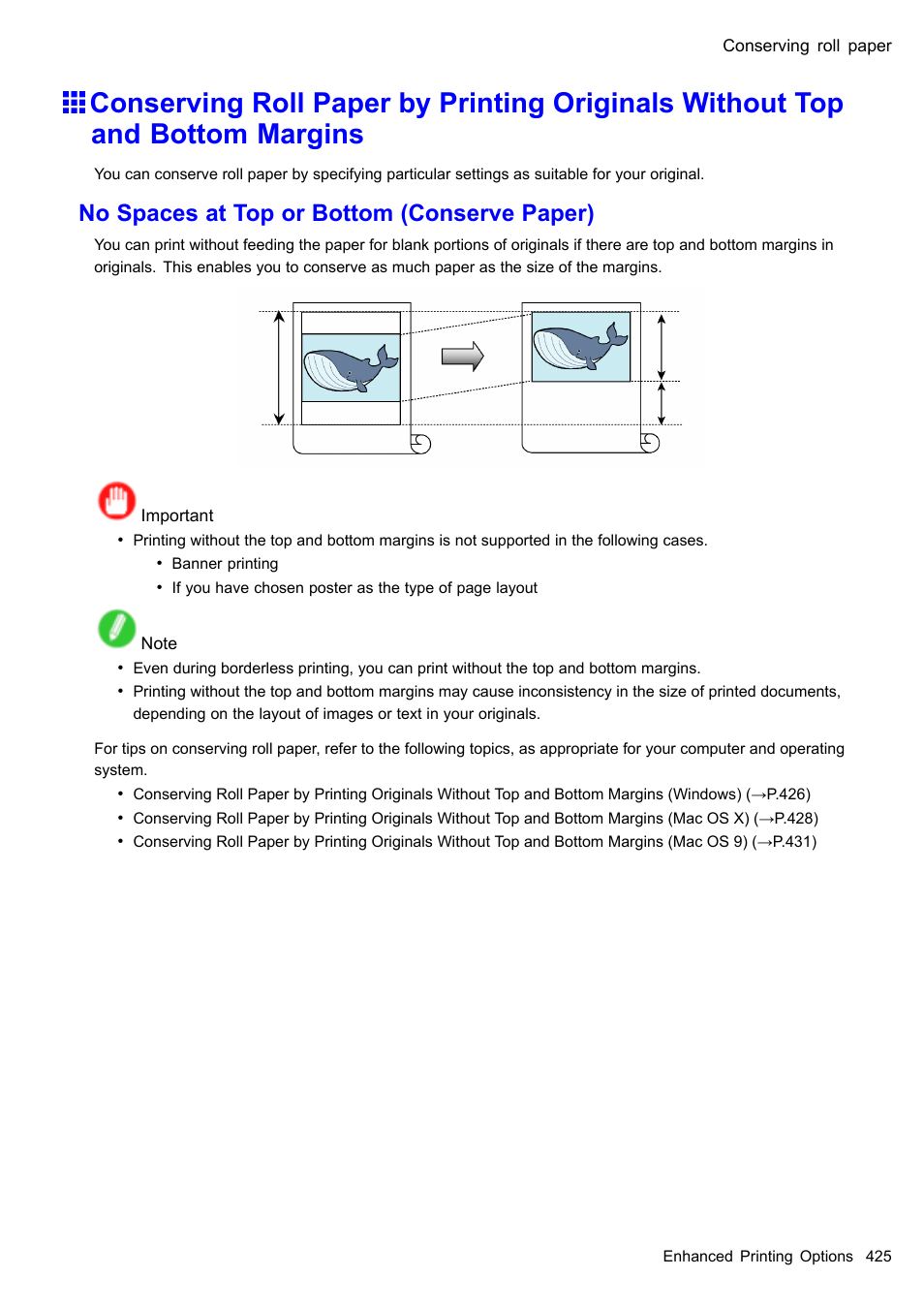 No spaces at top or bottom (conserve paper) | Canon imagePROGRAF iPF610 User Manual | Page 439 / 746