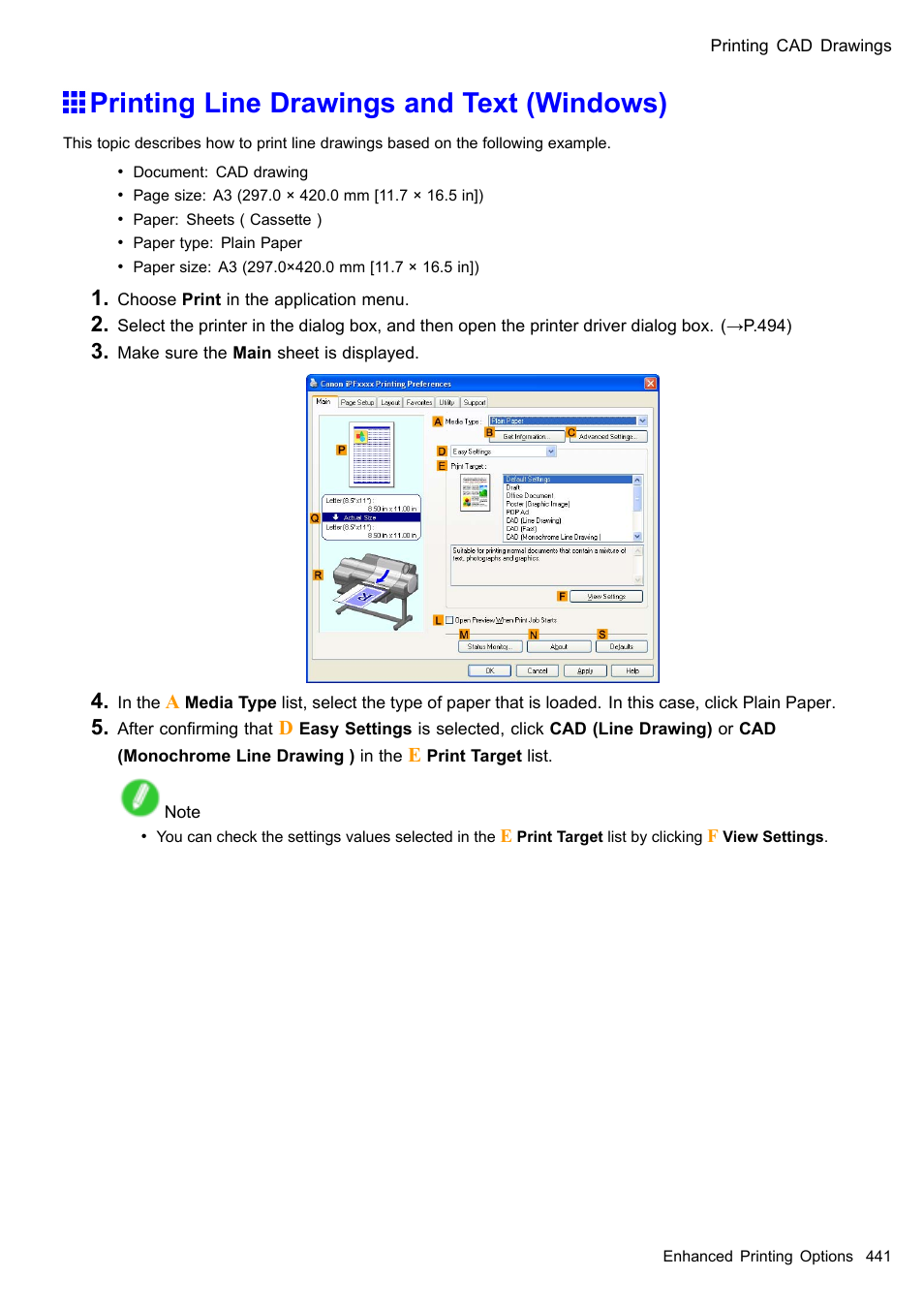Printing line drawings and text (windows) | Canon imagePROGRAF iPF610 User Manual | Page 455 / 746