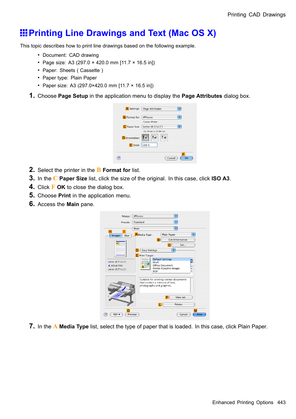 Printing line drawings and text (mac os x) | Canon imagePROGRAF iPF610 User Manual | Page 457 / 746
