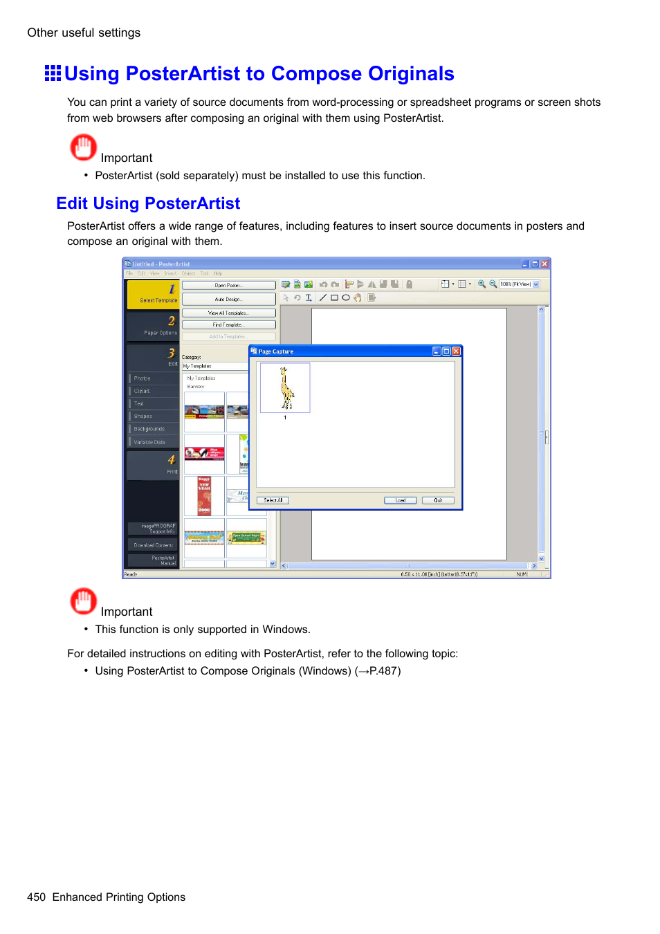 Using posterartist to compose originals, Edit using posterartist | Canon imagePROGRAF iPF610 User Manual | Page 464 / 746