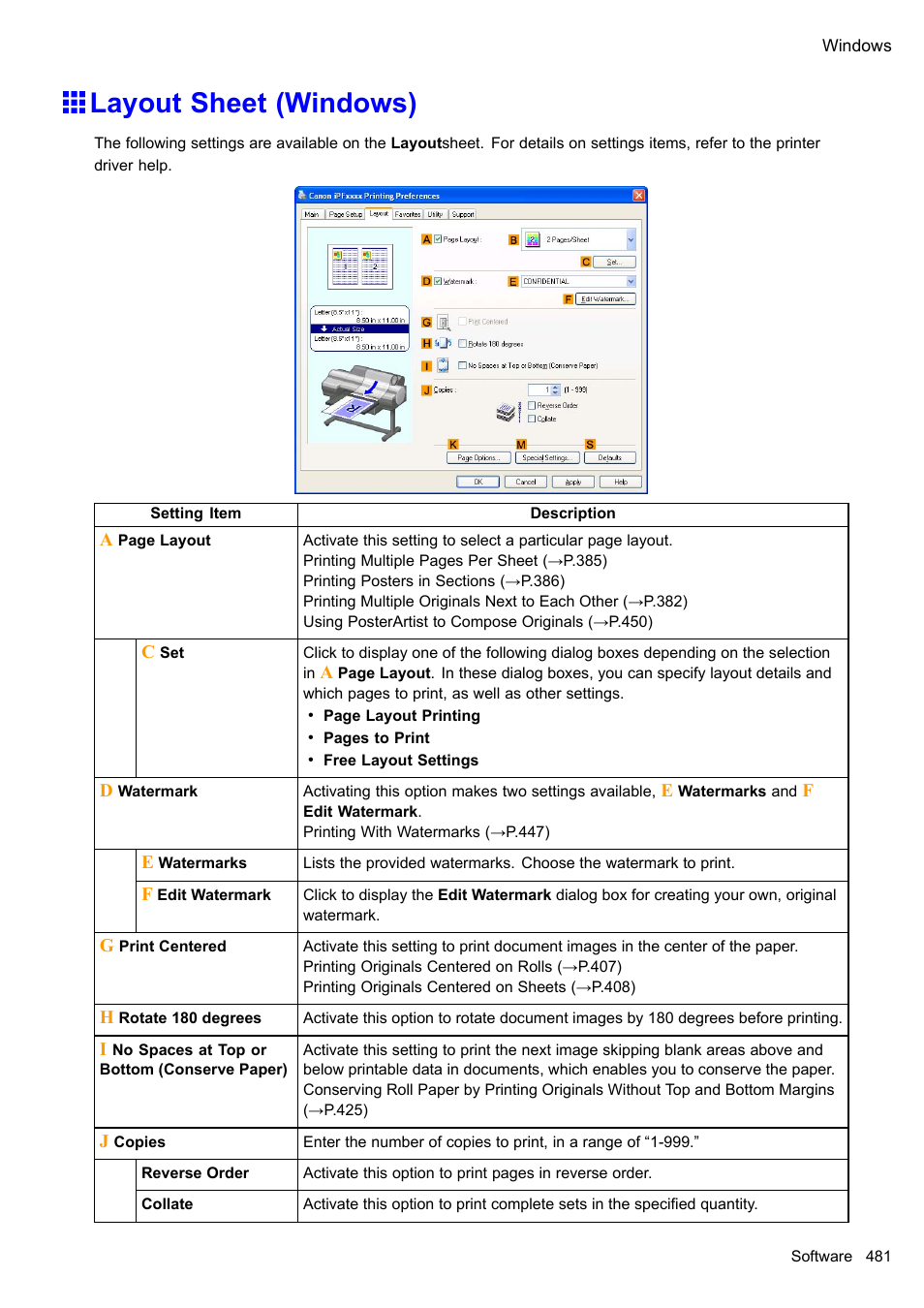 Layout sheet (windows) | Canon imagePROGRAF iPF610 User Manual | Page 495 / 746