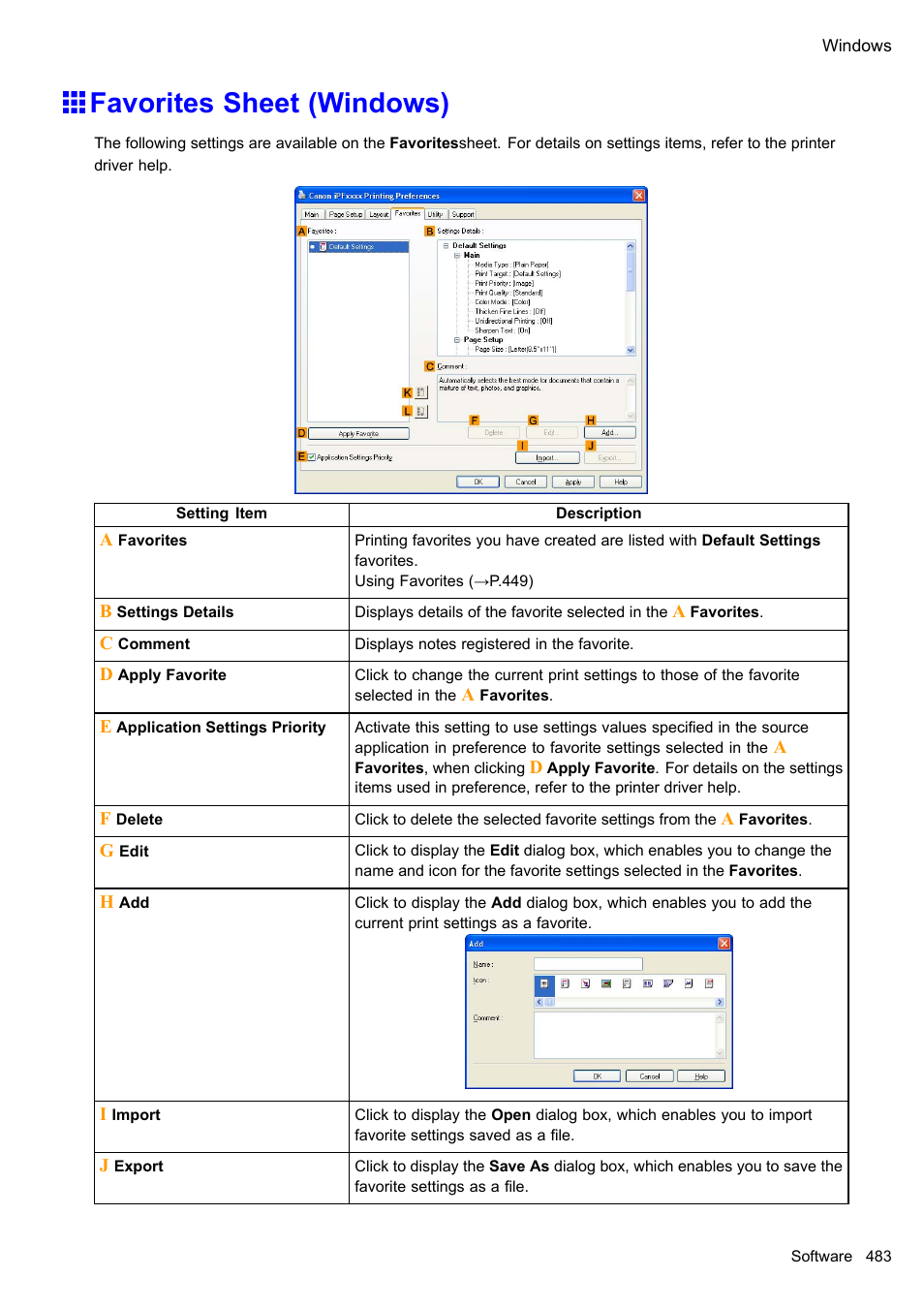 Favorites sheet (windows) | Canon imagePROGRAF iPF610 User Manual | Page 497 / 746