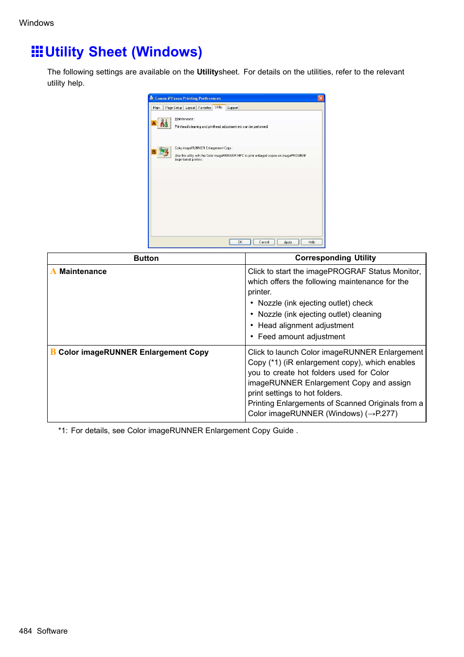 Utility sheet (windows) | Canon imagePROGRAF iPF610 User Manual | Page 498 / 746