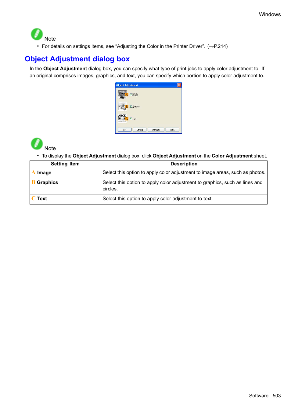 Object adjustment dialog box | Canon imagePROGRAF iPF610 User Manual | Page 517 / 746