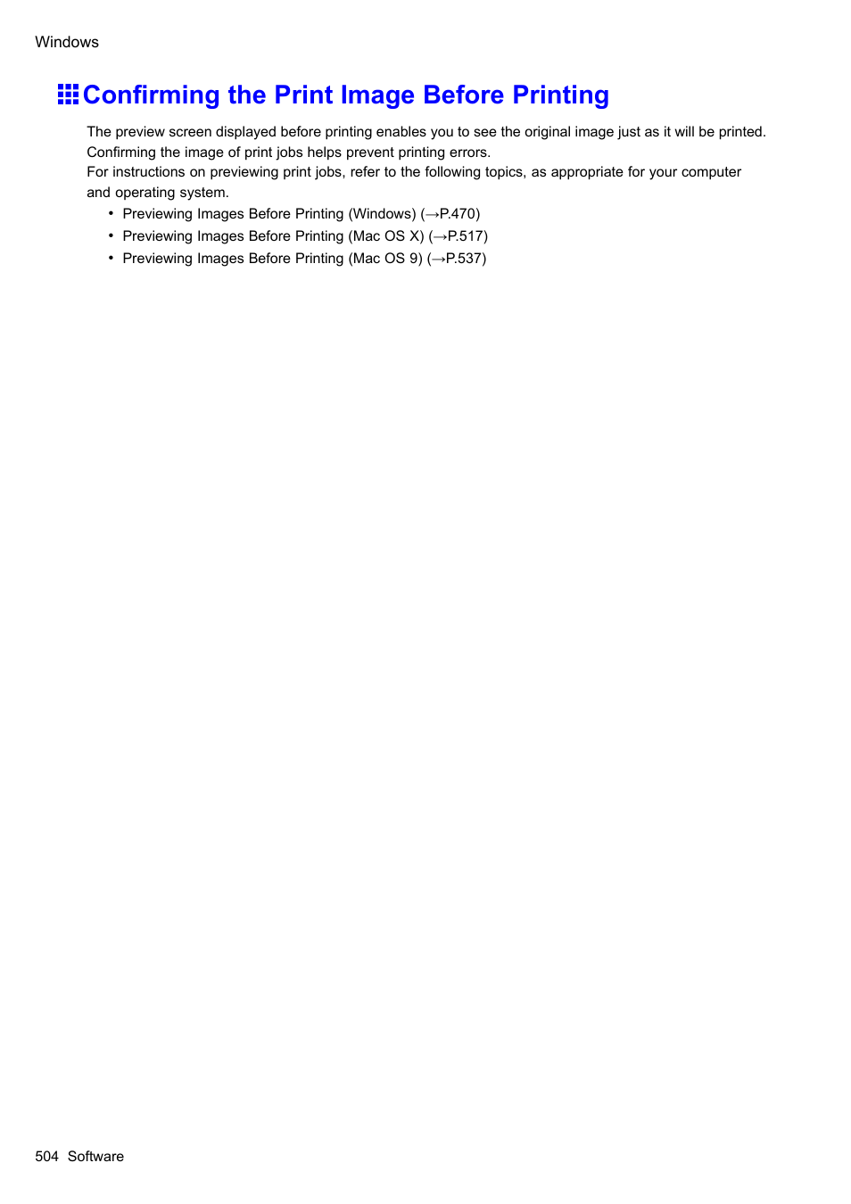 Confirming the print image before printing, Conrming the print image before printing | Canon imagePROGRAF iPF610 User Manual | Page 518 / 746