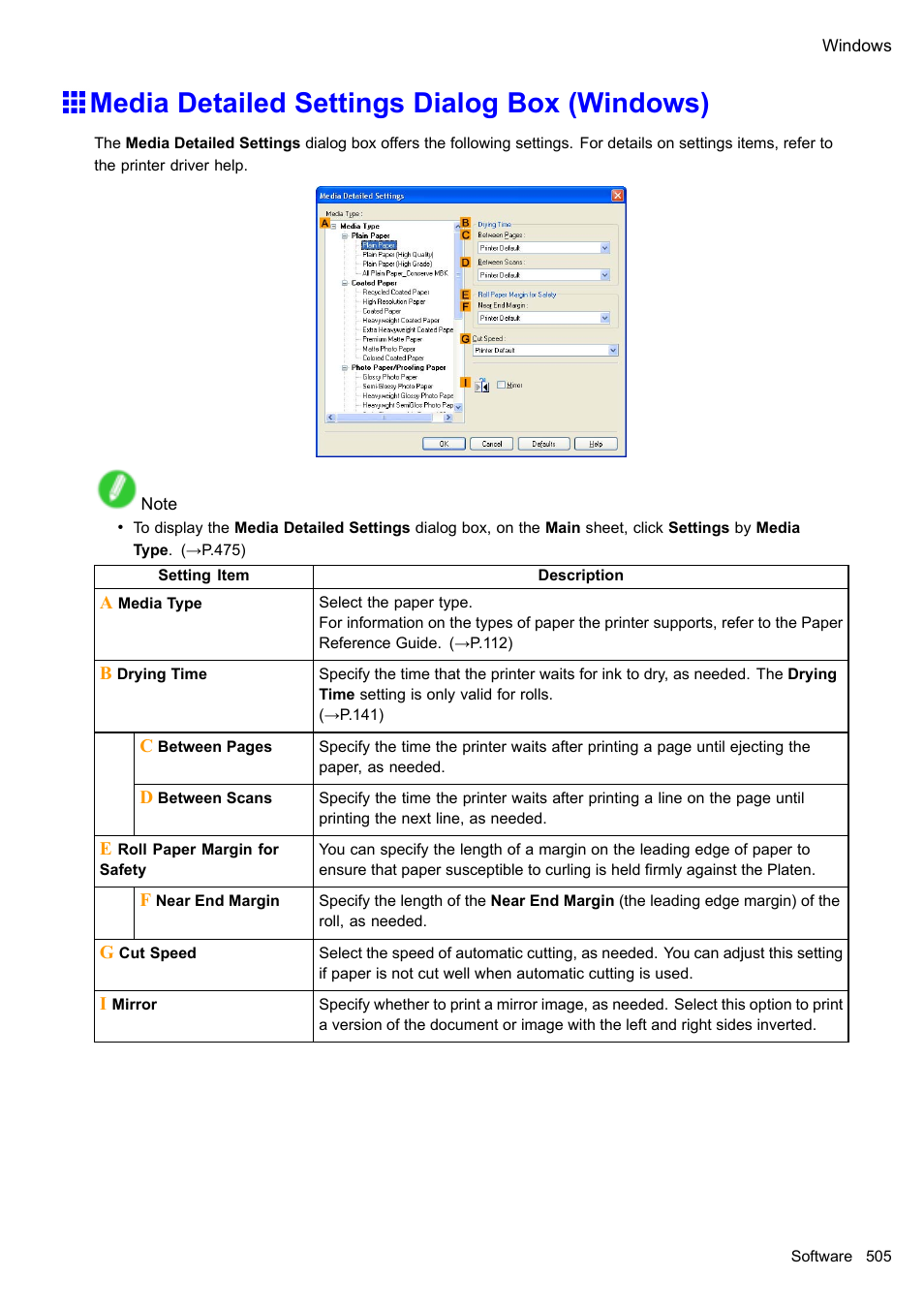 Media detailed settings dialog box (windows) | Canon imagePROGRAF iPF610 User Manual | Page 519 / 746