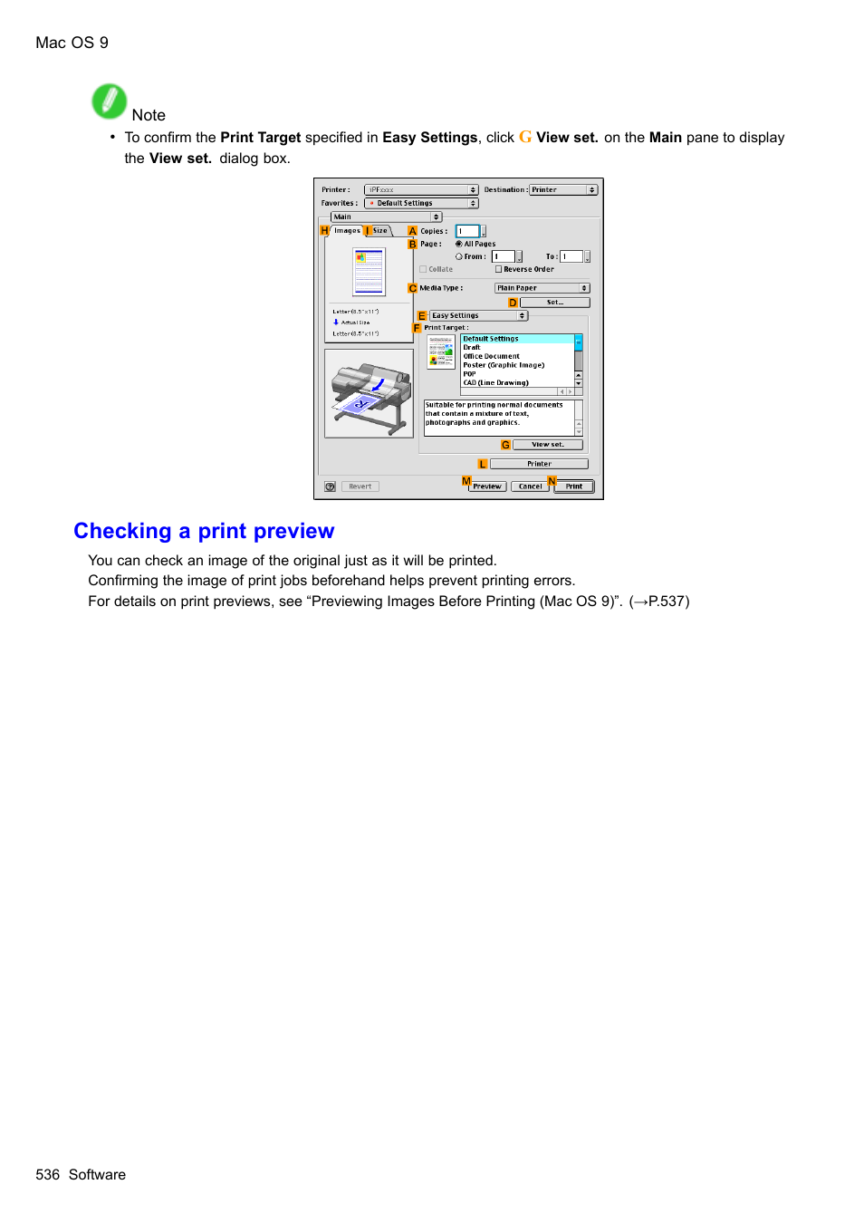 Checking a print preview | Canon imagePROGRAF iPF610 User Manual | Page 550 / 746