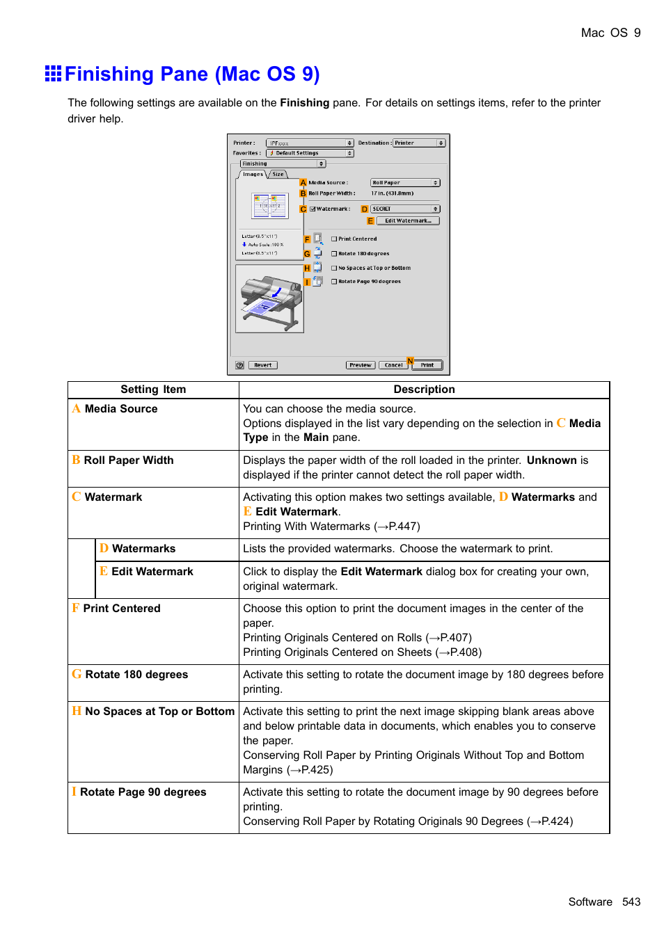 Finishing pane (mac os 9) | Canon imagePROGRAF iPF610 User Manual | Page 557 / 746