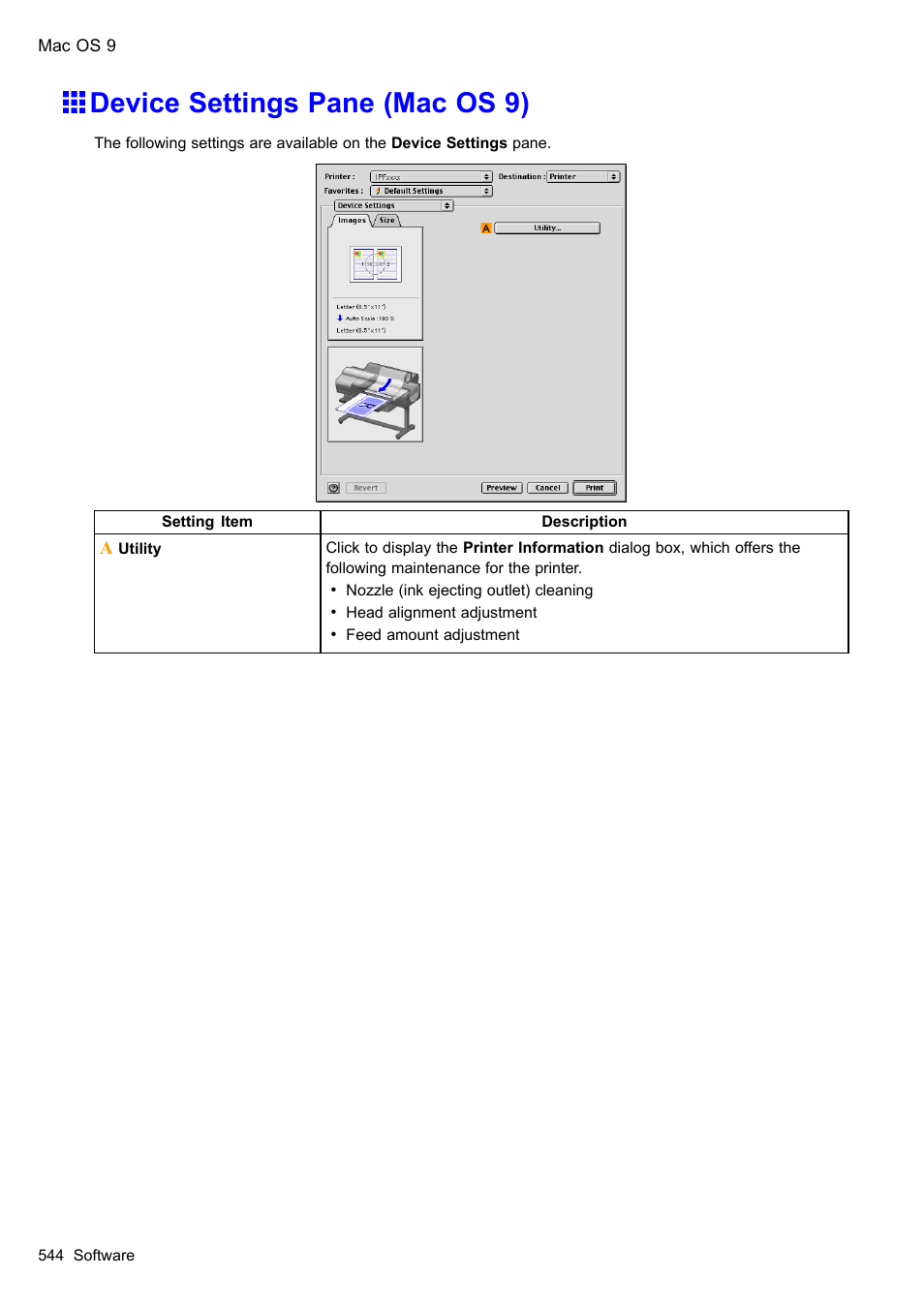 Device settings pane (mac os 9) | Canon imagePROGRAF iPF610 User Manual | Page 558 / 746