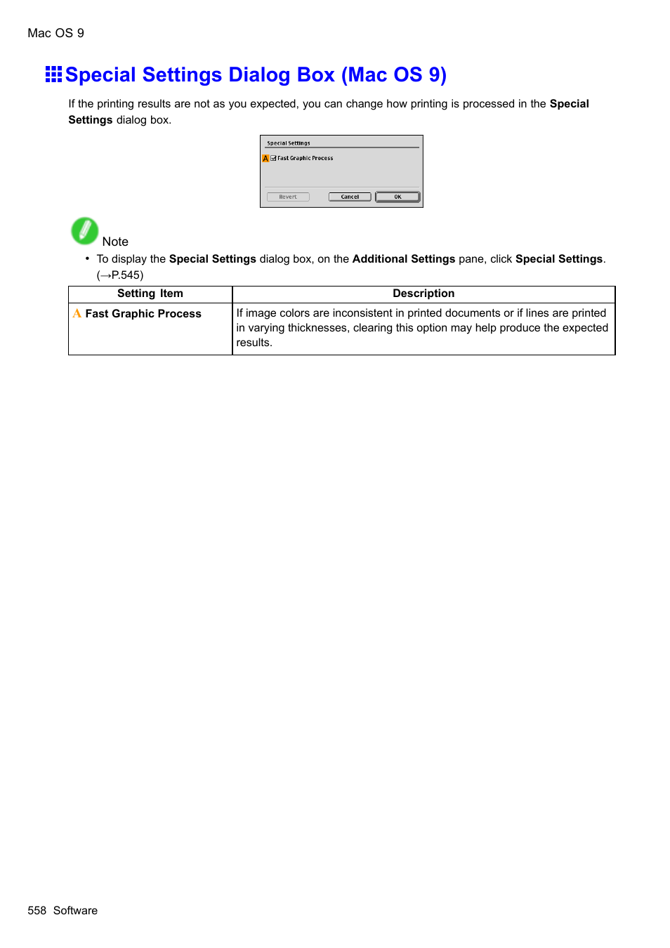 Special settings dialog box (mac os 9) | Canon imagePROGRAF iPF610 User Manual | Page 572 / 746