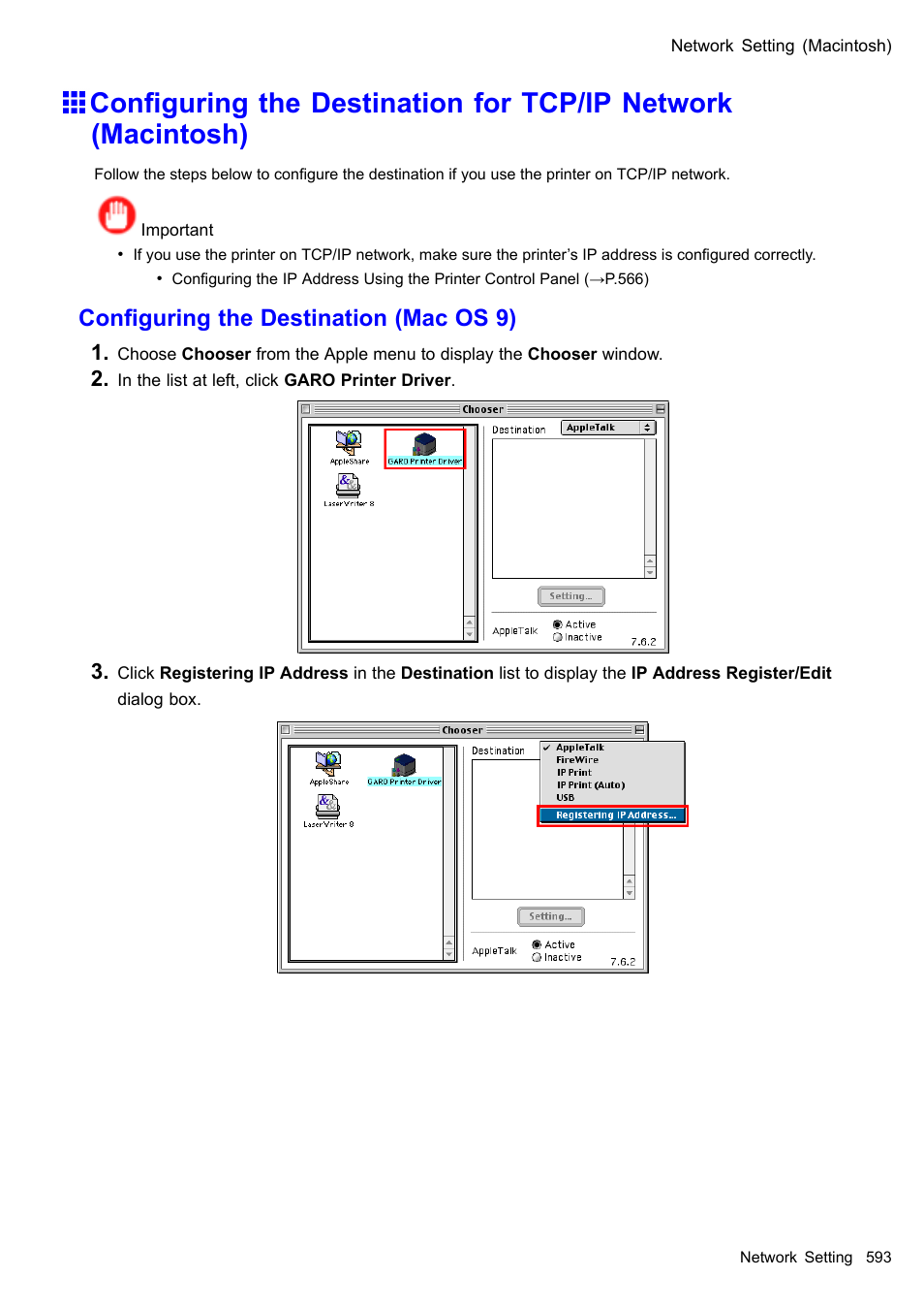 Conguring the destination (mac os 9) | Canon imagePROGRAF iPF610 User Manual | Page 607 / 746