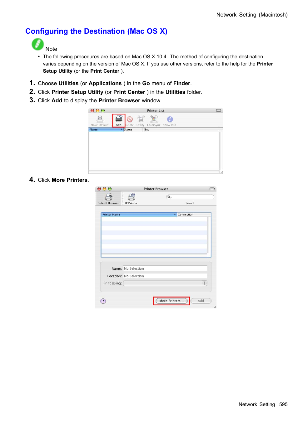 Conguring the destination (mac os x) | Canon imagePROGRAF iPF610 User Manual | Page 609 / 746