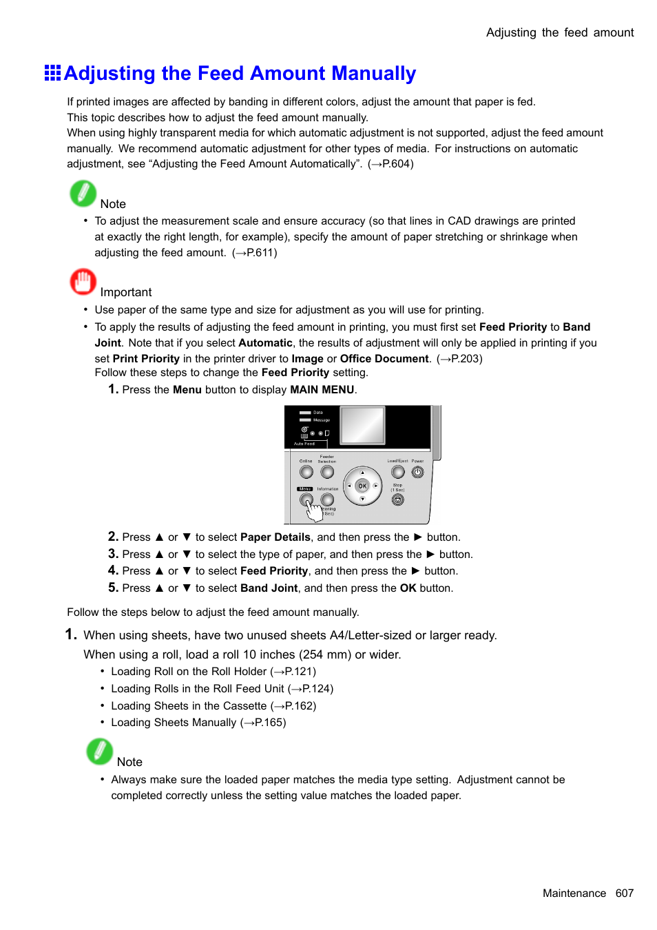 Adjusting the feed amount manually | Canon imagePROGRAF iPF610 User Manual | Page 621 / 746