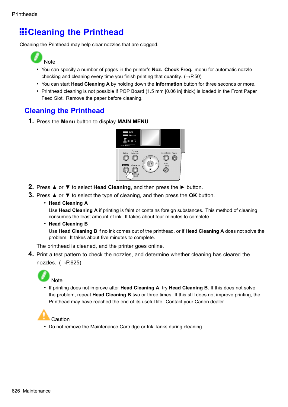 Cleaning the printhead | Canon imagePROGRAF iPF610 User Manual | Page 640 / 746