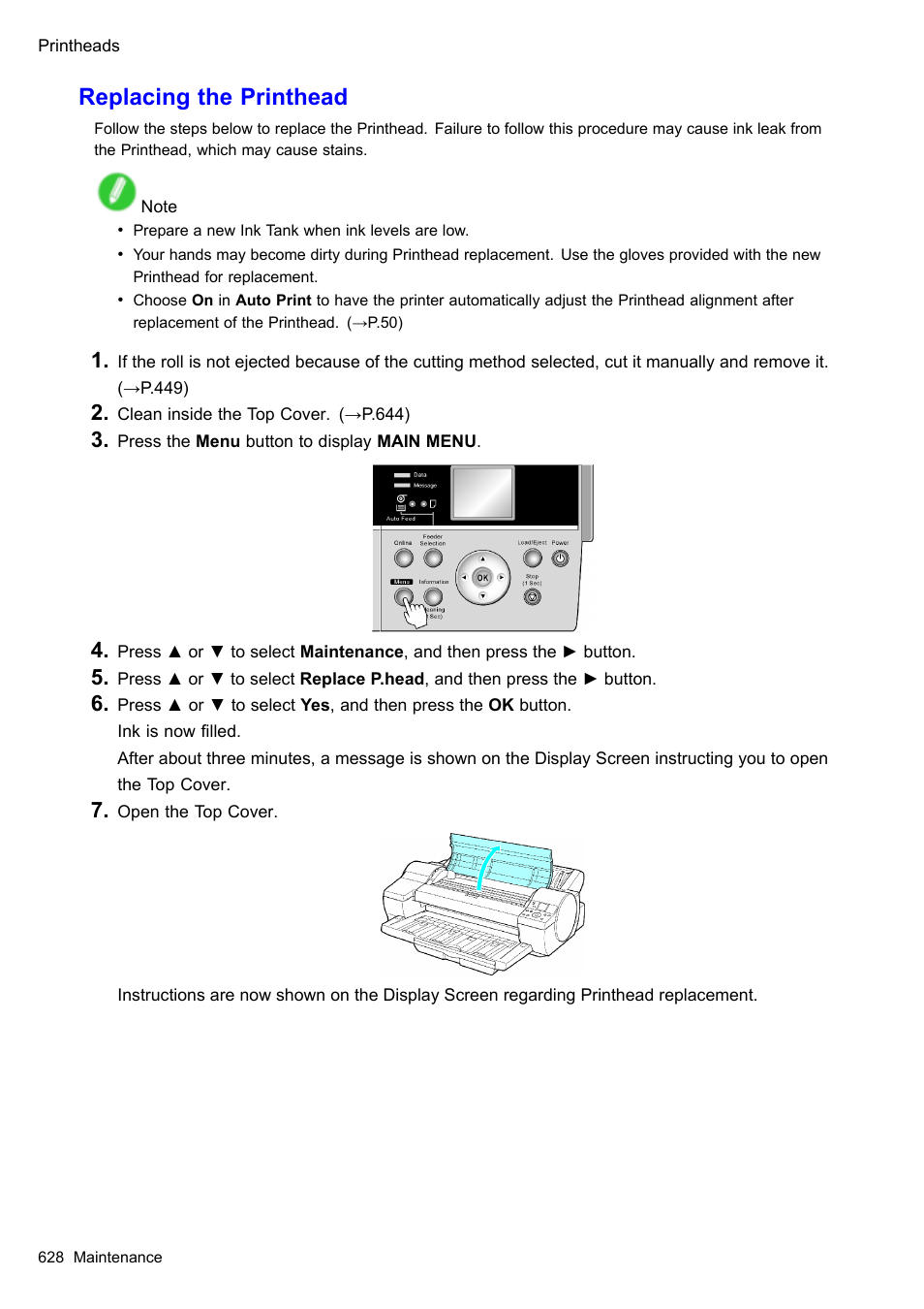 Replacing the printhead | Canon imagePROGRAF iPF610 User Manual | Page 642 / 746