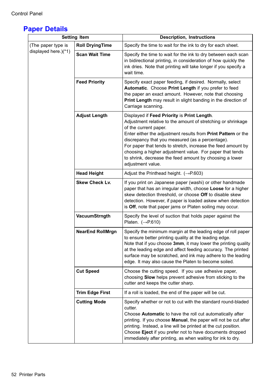 Paper details | Canon imagePROGRAF iPF610 User Manual | Page 66 / 746