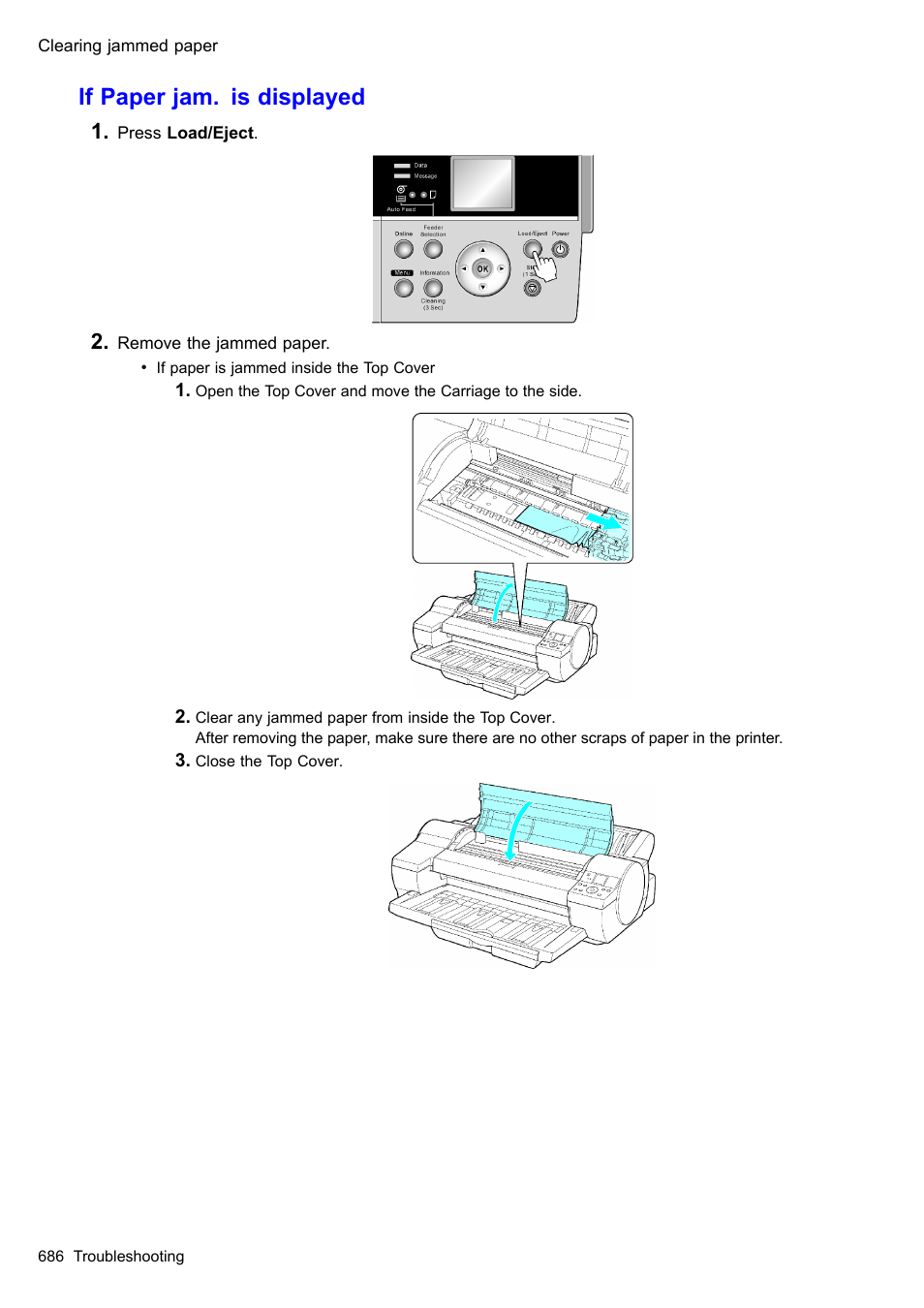 If paper jam. is displayed | Canon imagePROGRAF iPF610 User Manual | Page 700 / 746