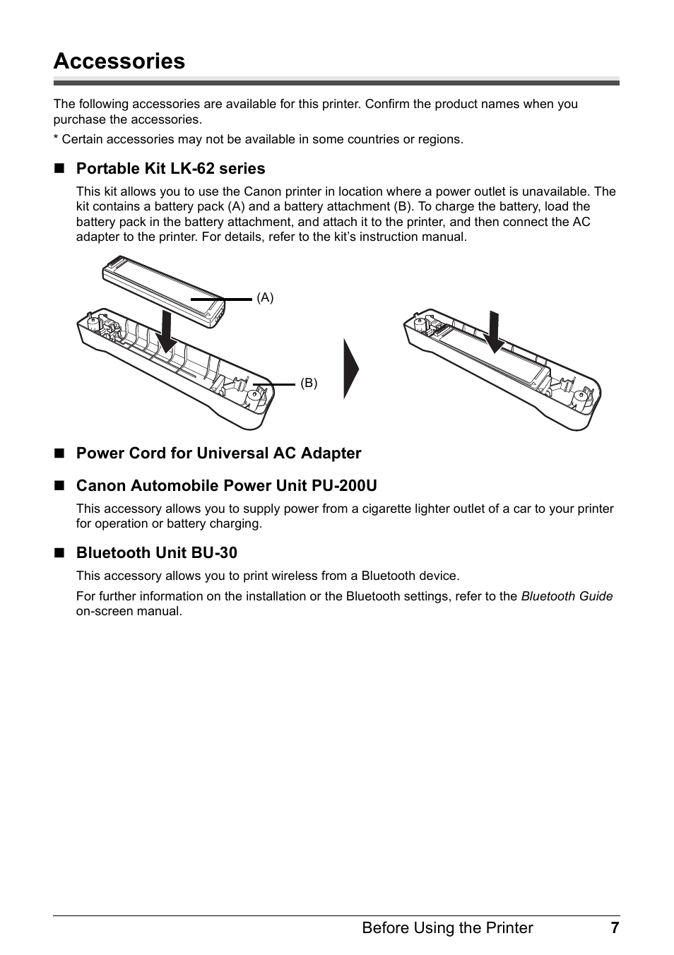 Accessories | Canon PIXMA iP100 User Manual | Page 11 / 92