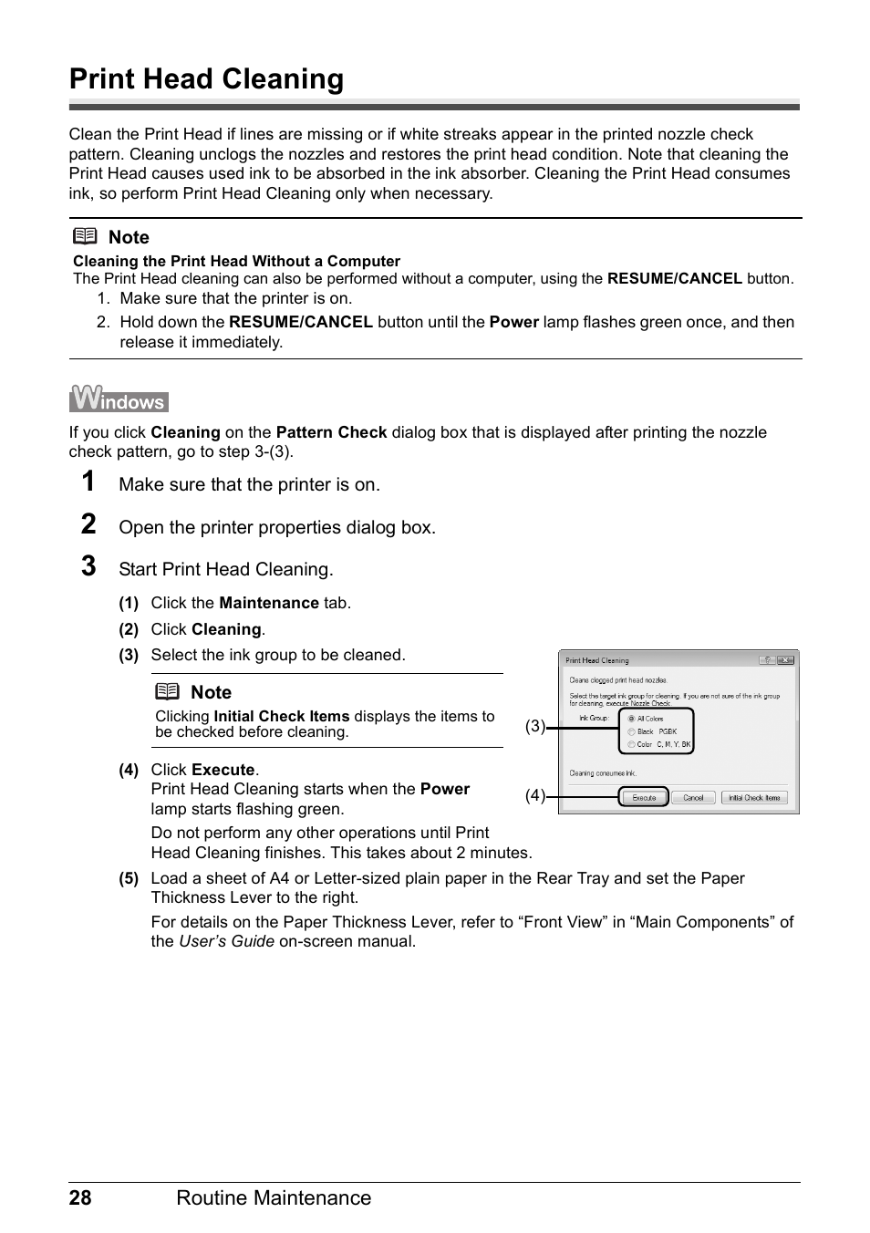 Print head cleaning | Canon PIXMA iP100 User Manual | Page 32 / 92