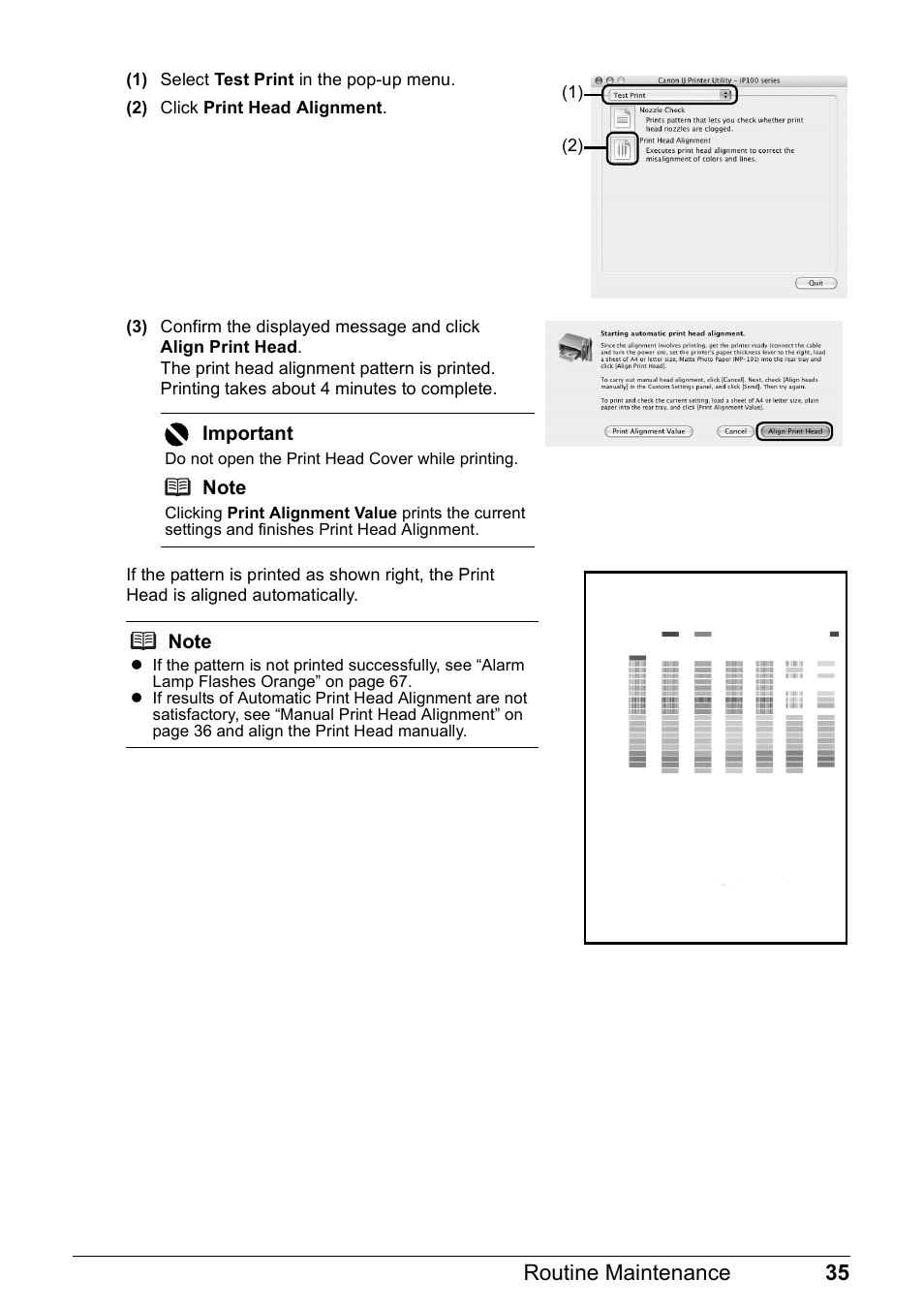 35 routine maintenance | Canon PIXMA iP100 User Manual | Page 39 / 92