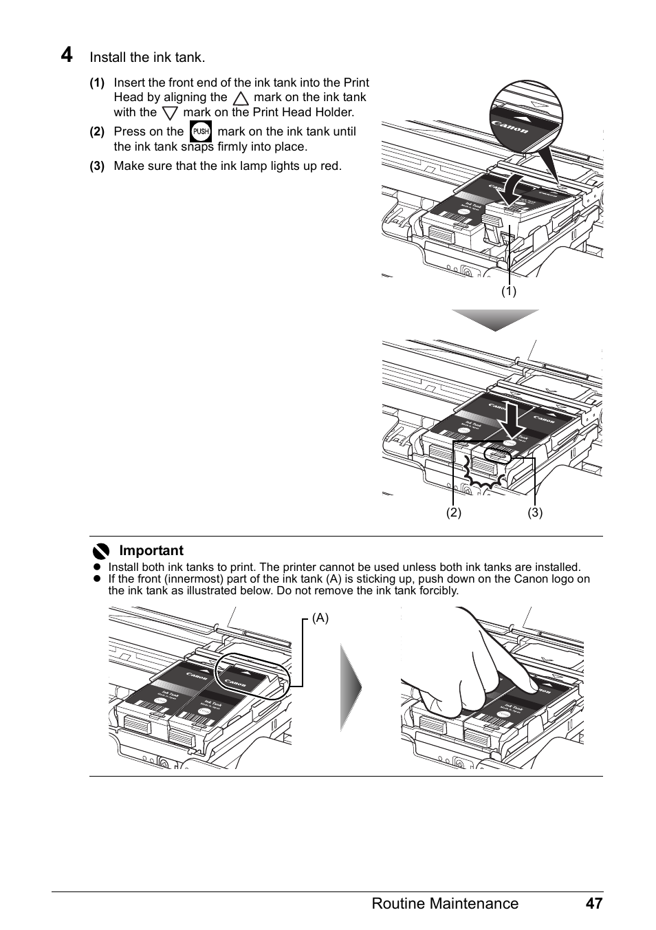 47 routine maintenance | Canon PIXMA iP100 User Manual | Page 51 / 92