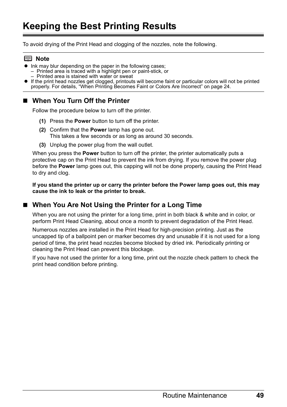 Keeping the best printing results | Canon PIXMA iP100 User Manual | Page 53 / 92