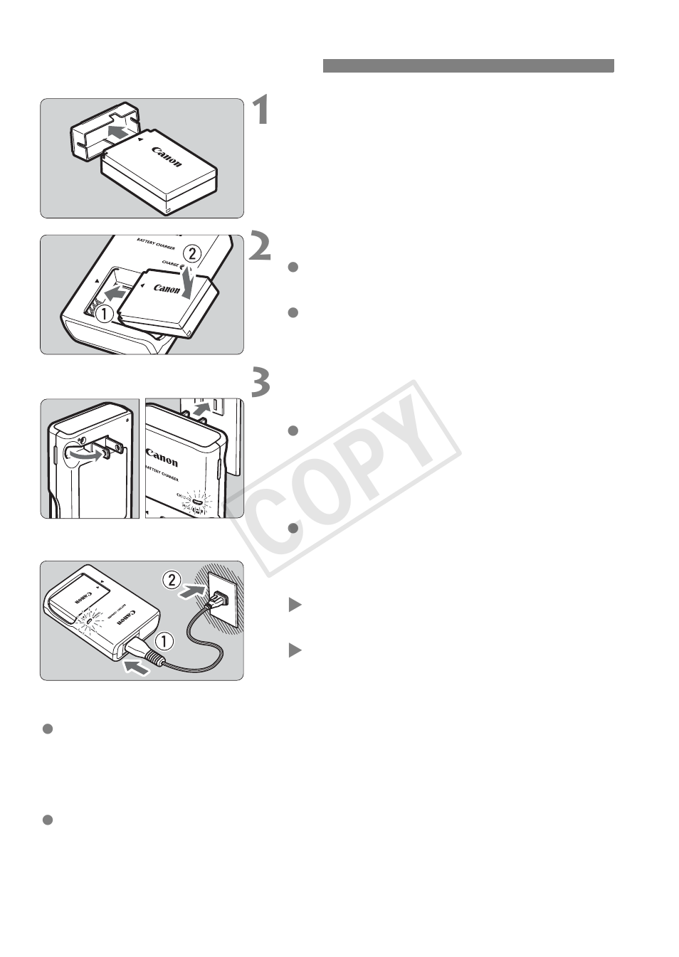 Charging the battery, Cop y | Canon EOS Rebel SL1 18-55mm IS STM Lens Kit User Manual | Page 22 / 116