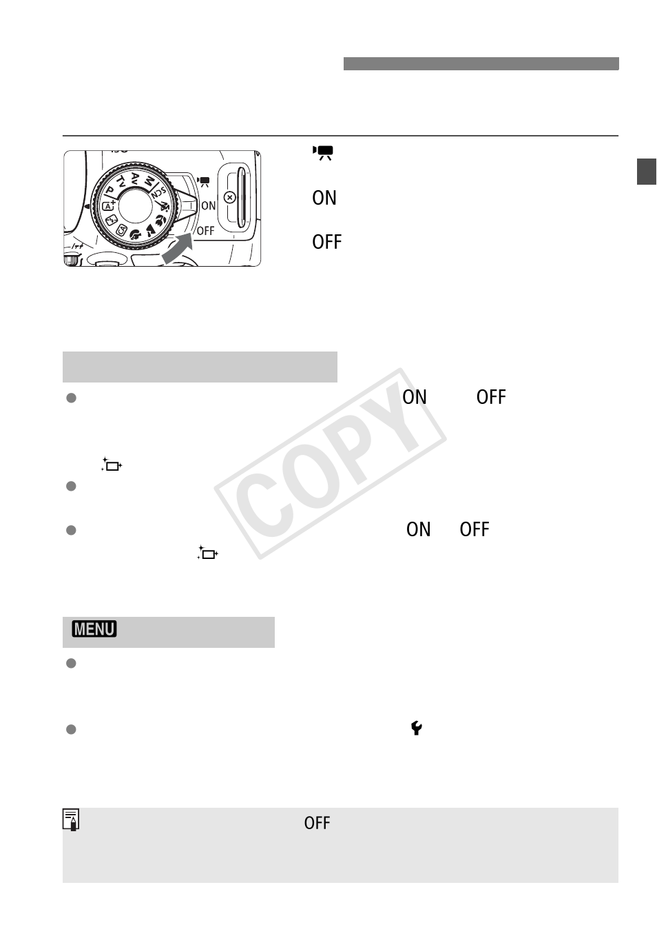 Turning on the power, Cop y | Canon EOS Rebel SL1 18-55mm IS STM Lens Kit User Manual | Page 27 / 116