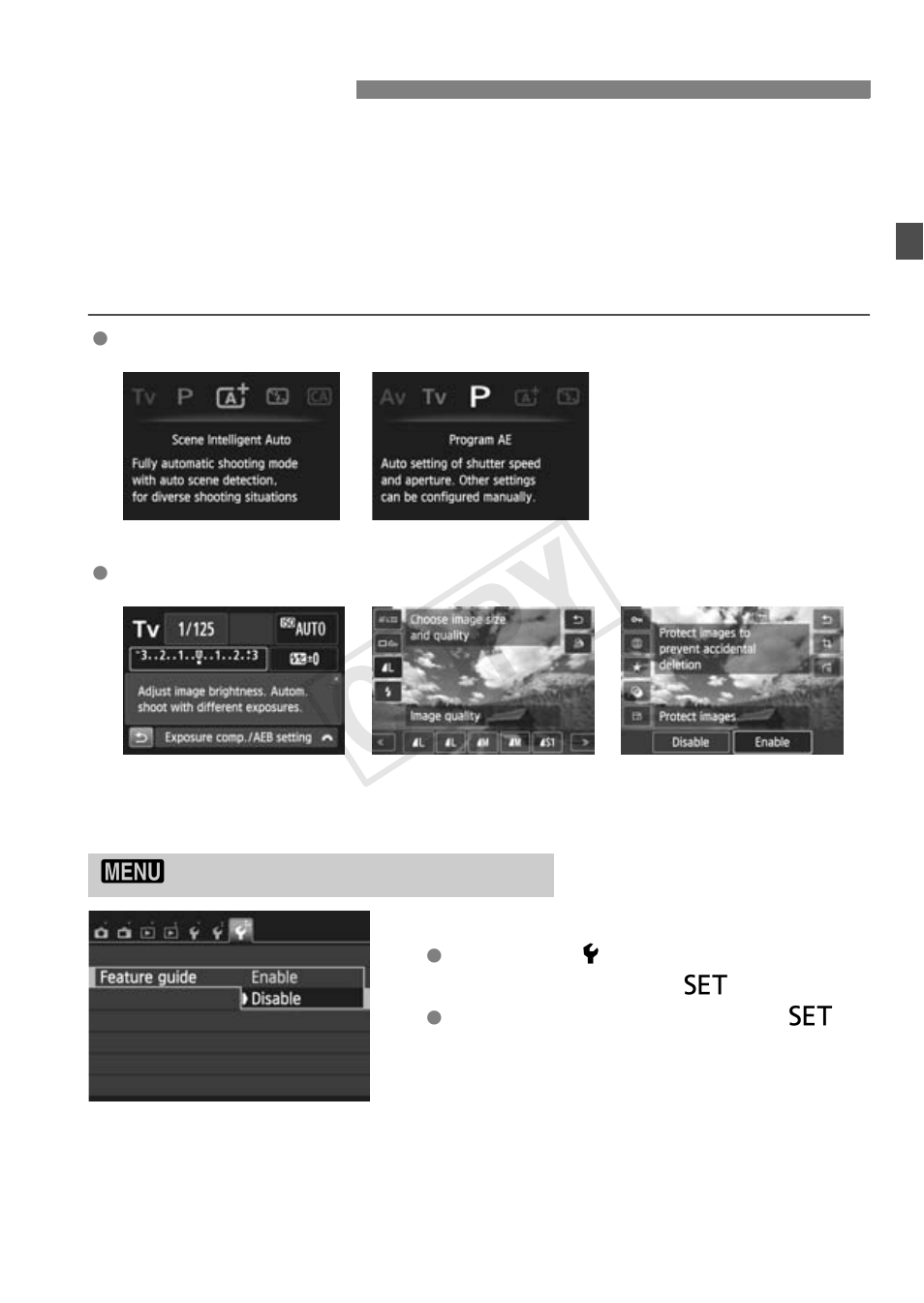 Feature guide, Cop y | Canon EOS Rebel SL1 18-55mm IS STM Lens Kit User Manual | Page 43 / 116