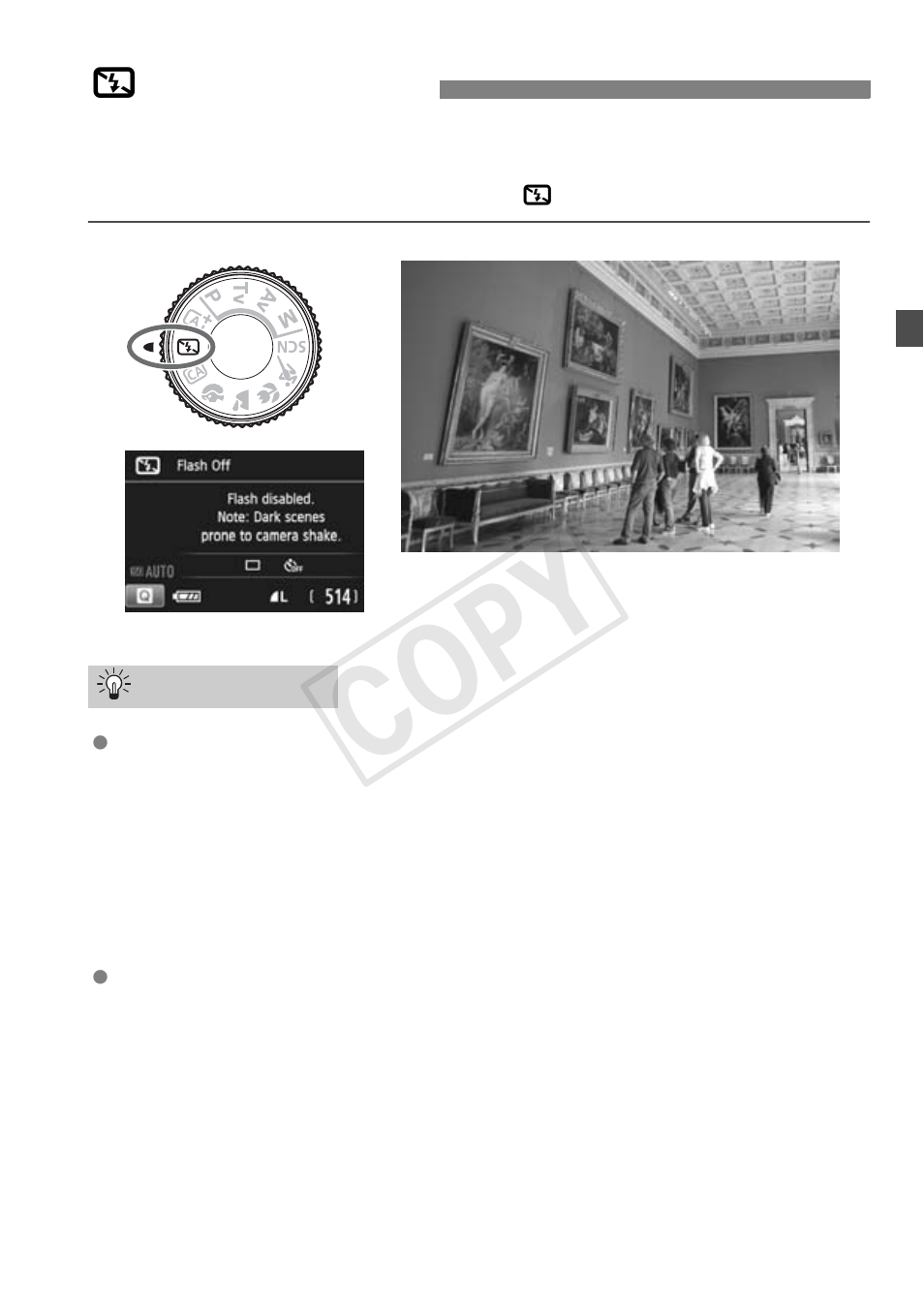 7 disabling flash, Cop y | Canon EOS Rebel SL1 18-55mm IS STM Lens Kit User Manual | Page 53 / 116
