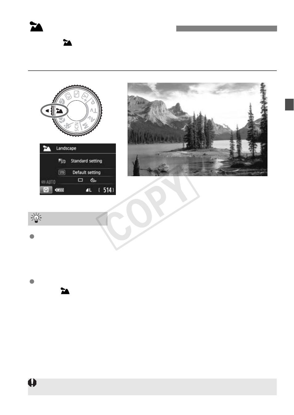 3 shooting landscapes, Cop y | Canon EOS Rebel SL1 18-55mm IS STM Lens Kit User Manual | Page 59 / 116