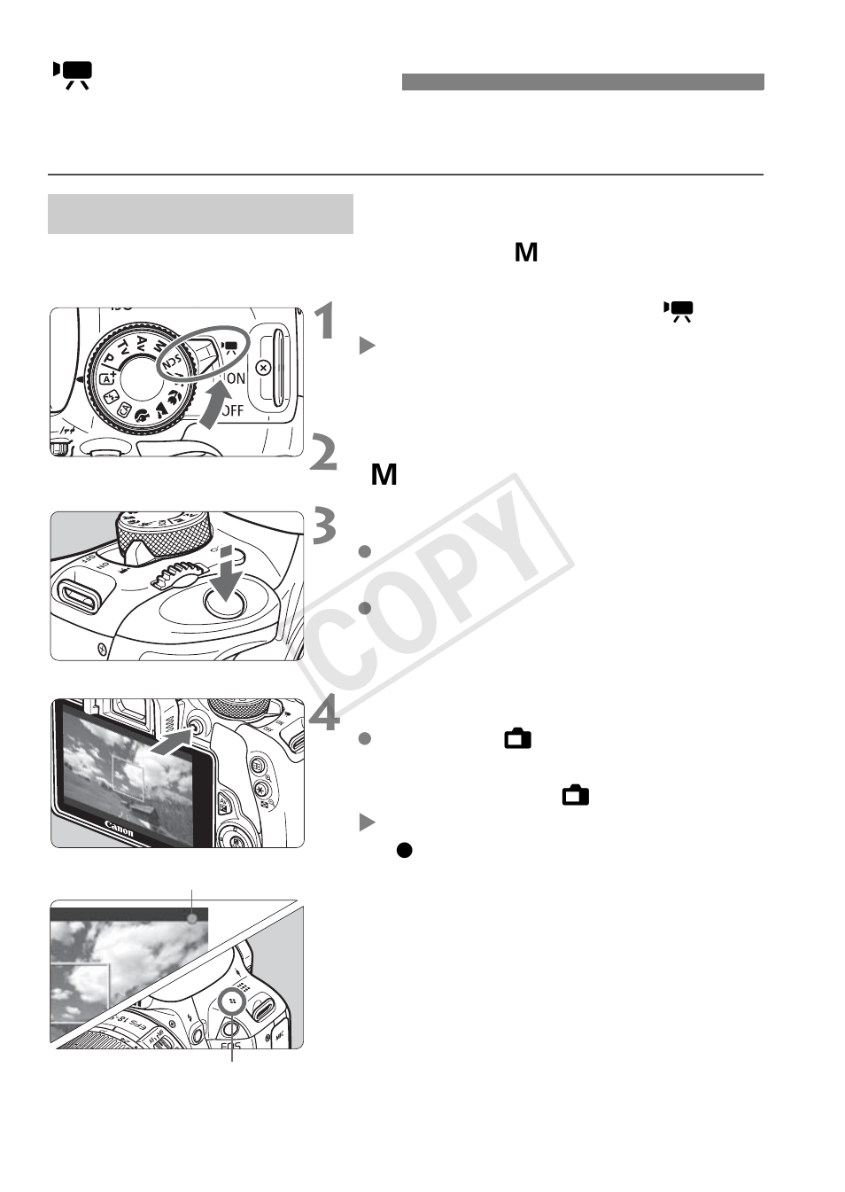 K shooting movies, Cop y | Canon EOS Rebel SL1 18-55mm IS STM Lens Kit User Manual | Page 88 / 116