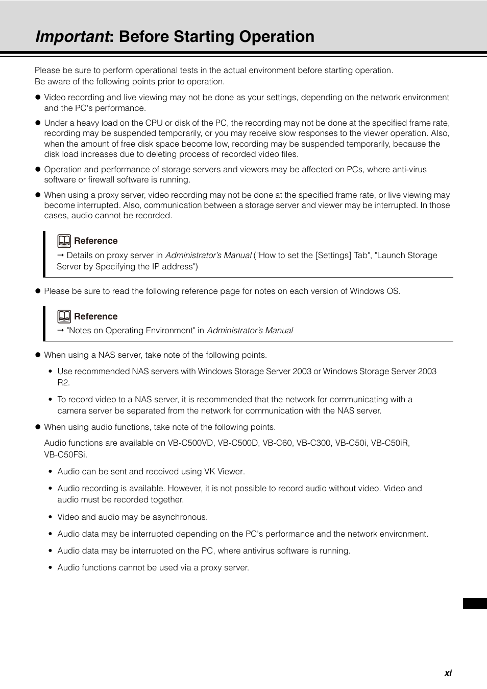 Important: before starting operation, Important : before starting operation | Canon VB-C60 User Manual | Page 11 / 32