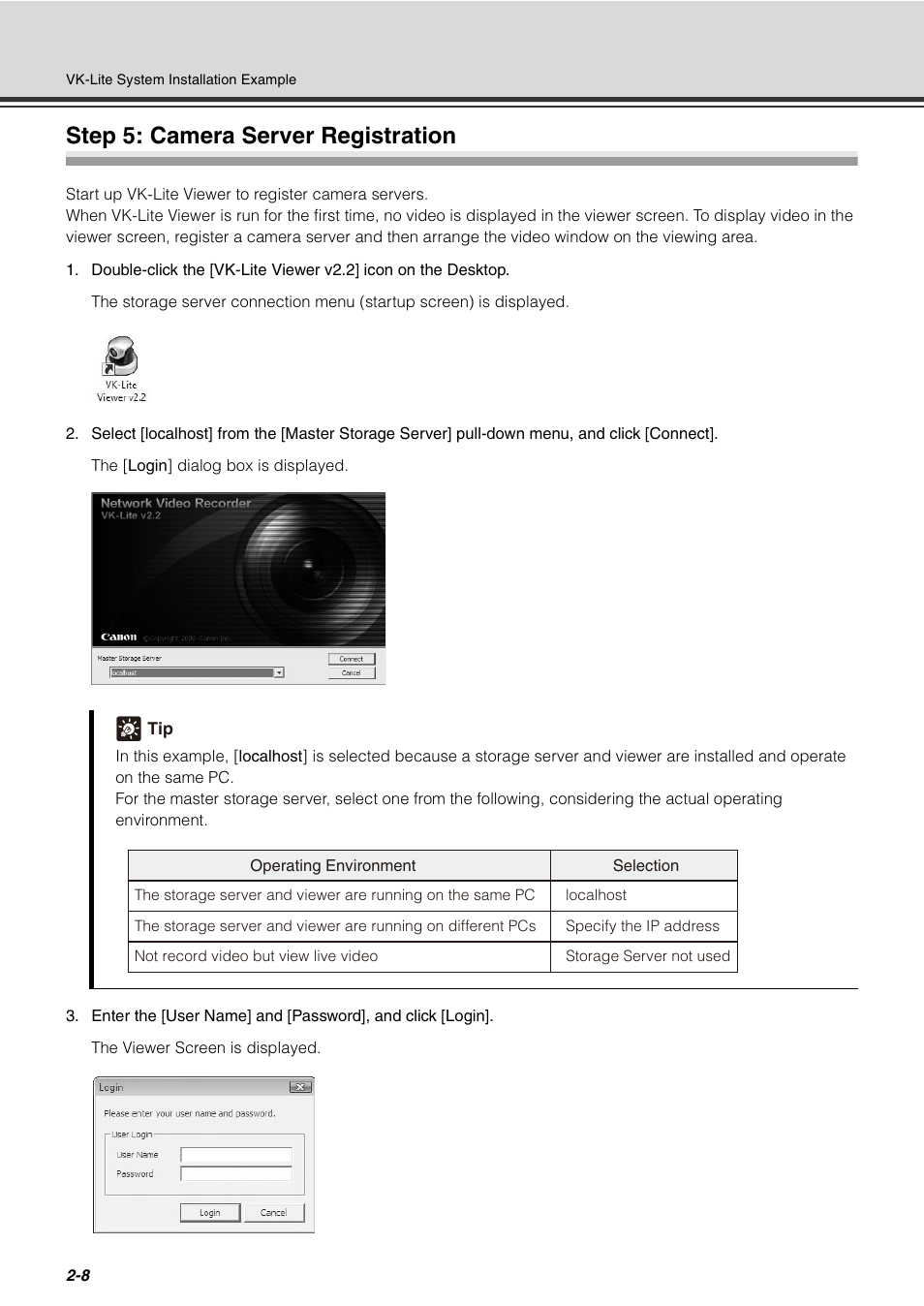 Step 5: camera server registration, Step 5: camera server registration -8 | Canon VB-C60 User Manual | Page 24 / 32