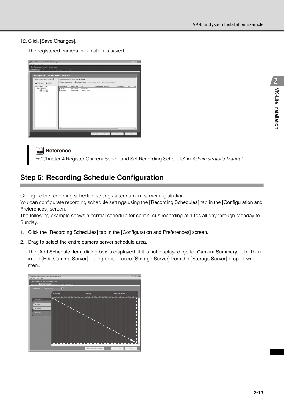 Step 6: recording schedule configuration, Step 6: recording schedule configuration -11 | Canon VB-C60 User Manual | Page 27 / 32