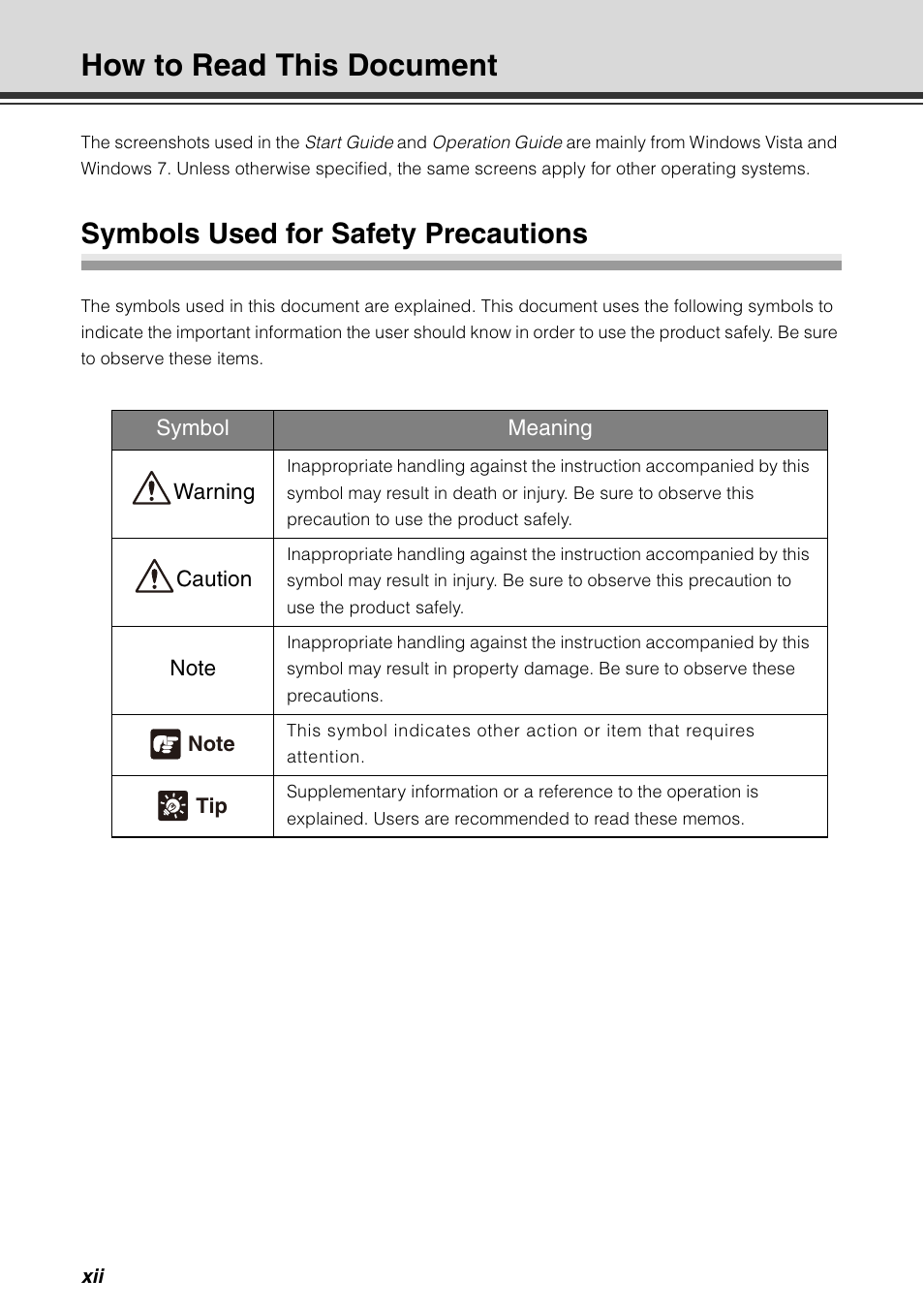 How to read this document, Symbols used for safety precautions | Canon VB-C60 User Manual | Page 12 / 78