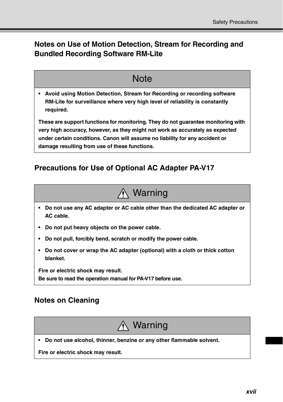 Warning | Canon VB-C60 User Manual | Page 17 / 78