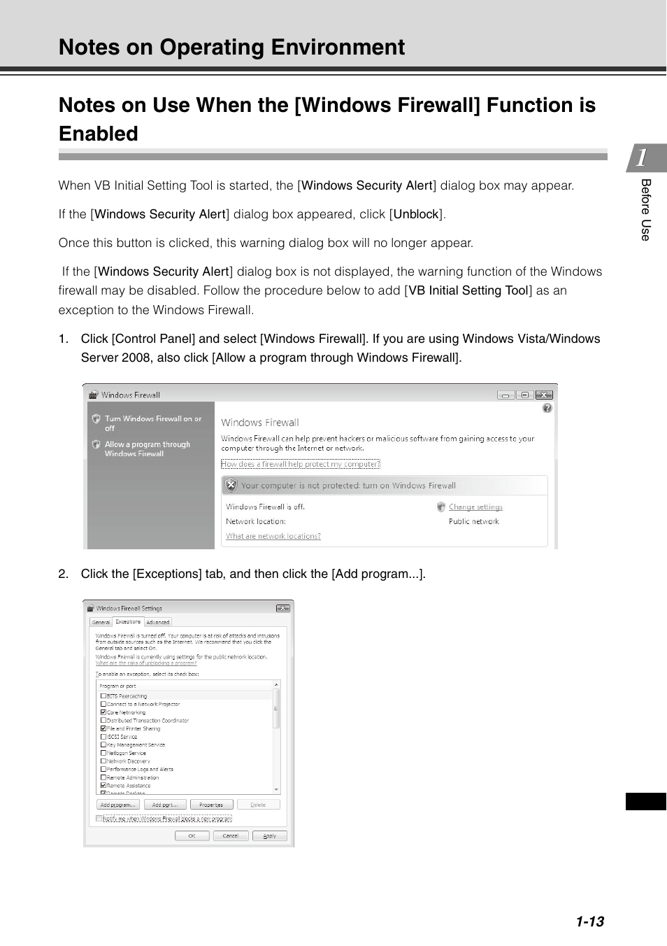 Notes on operating environment, Notes on operating environment -13 | Canon VB-C60 User Manual | Page 31 / 78