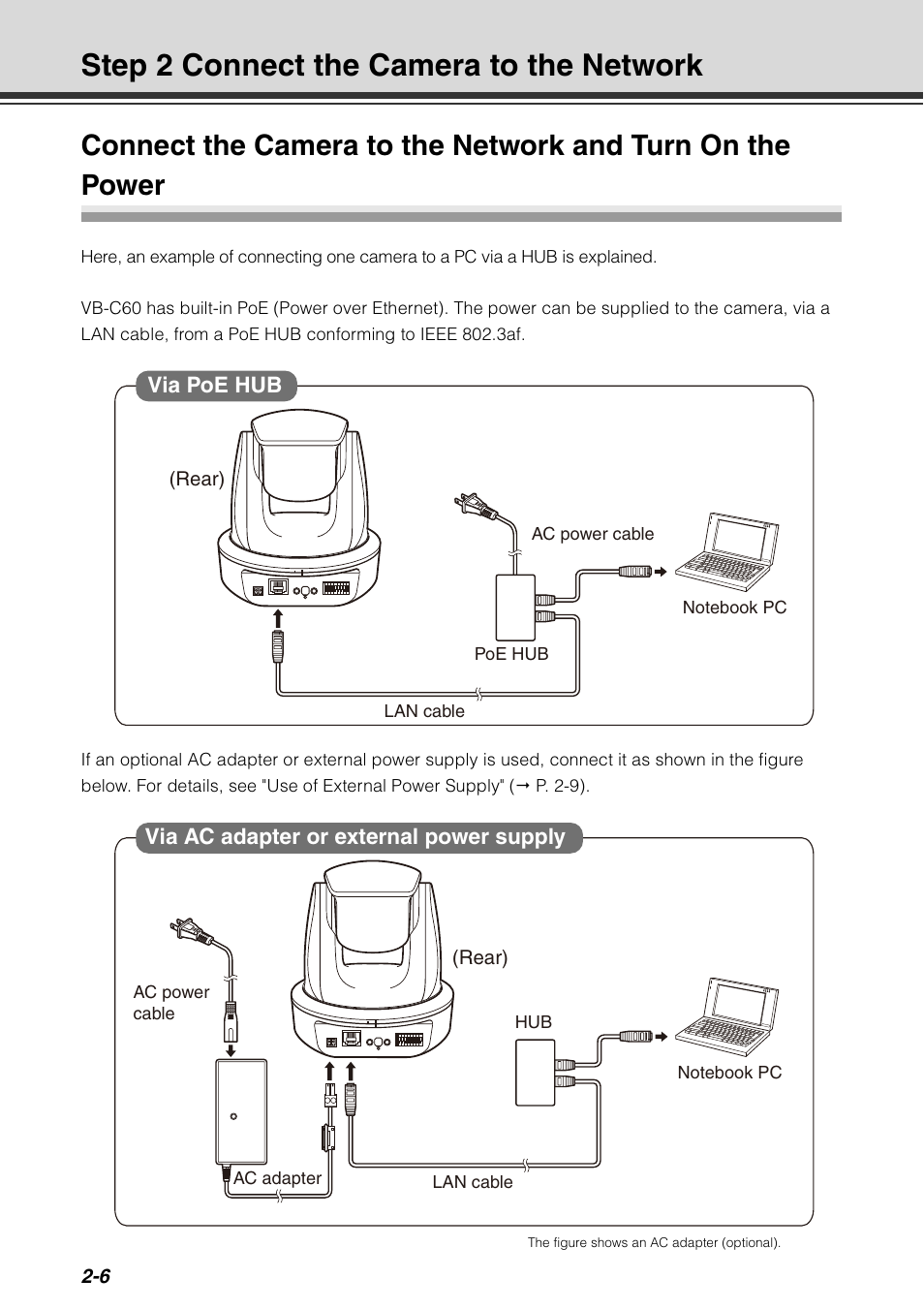 Step 2 connect the camera to the network, Step 2 connect the camera to the network -6, P. 2-6) | Canon VB-C60 User Manual | Page 48 / 78