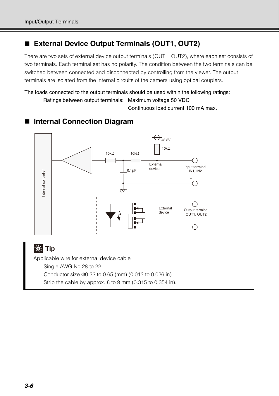 External device output terminals (out1, out2), Internal connection diagram | Canon VB-C60 User Manual | Page 74 / 78