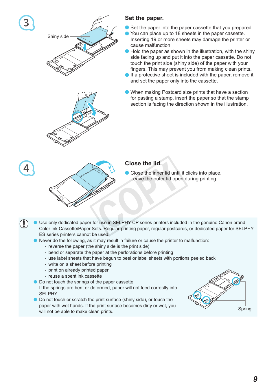 Cop y | Canon SELPHY CP800 Black User Manual | Page 10 / 73