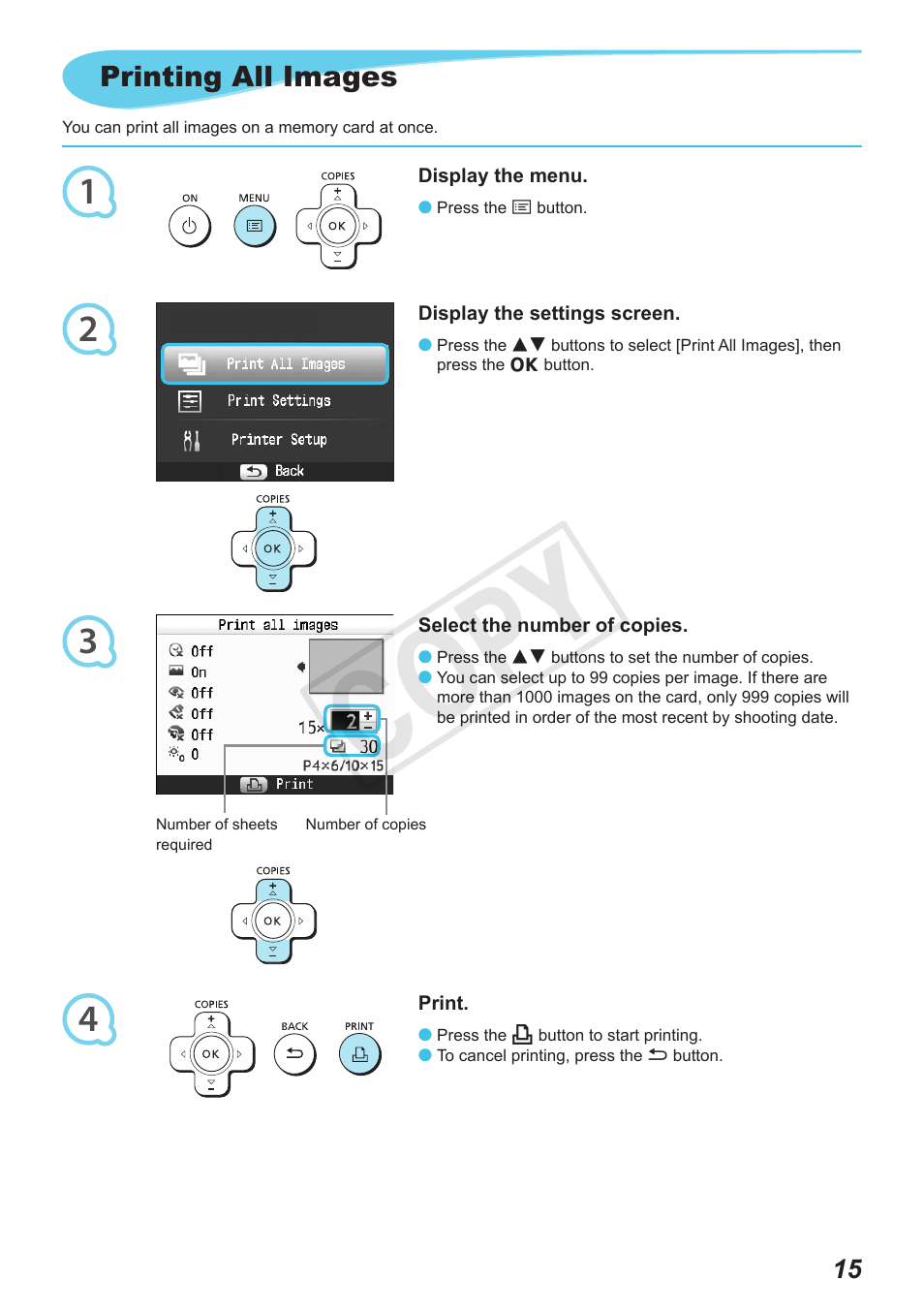 Cop y | Canon SELPHY CP800 Black User Manual | Page 16 / 73