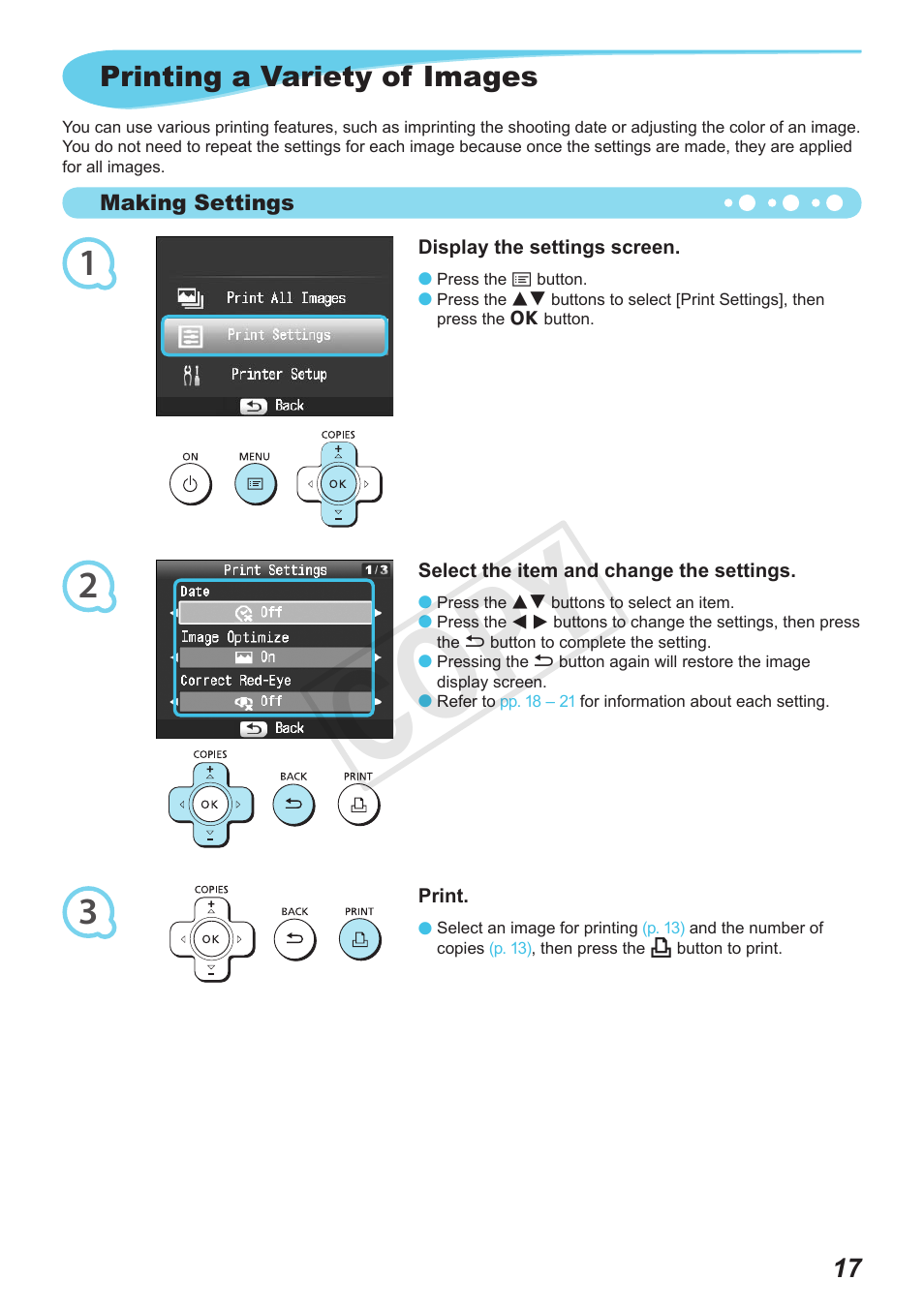 Cop y | Canon SELPHY CP800 Black User Manual | Page 18 / 73