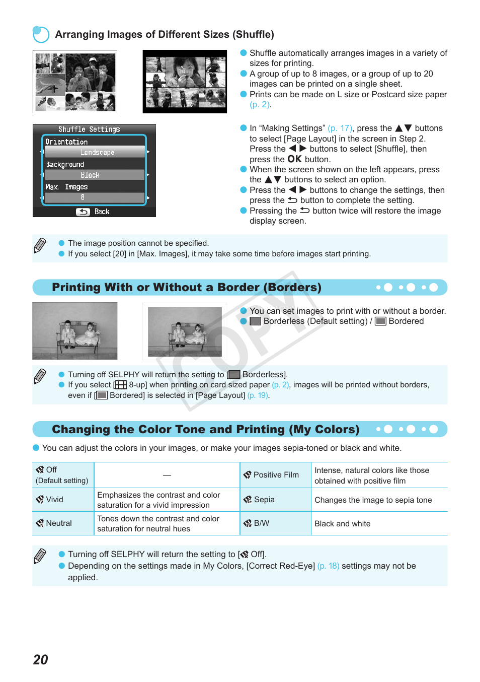 Cop y | Canon SELPHY CP800 Black User Manual | Page 21 / 73