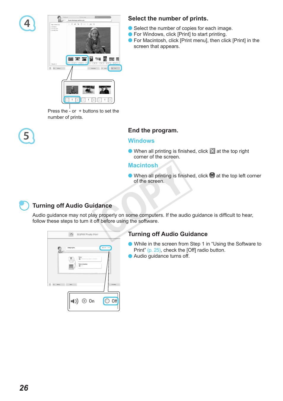 Cop y | Canon SELPHY CP800 Black User Manual | Page 27 / 73