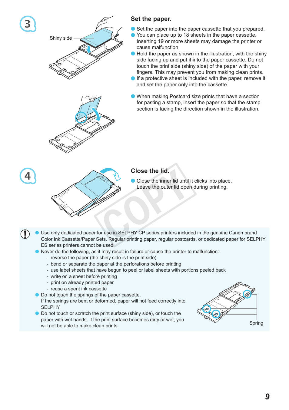 Cop y | Canon SELPHY CP800 Black User Manual | Page 46 / 73