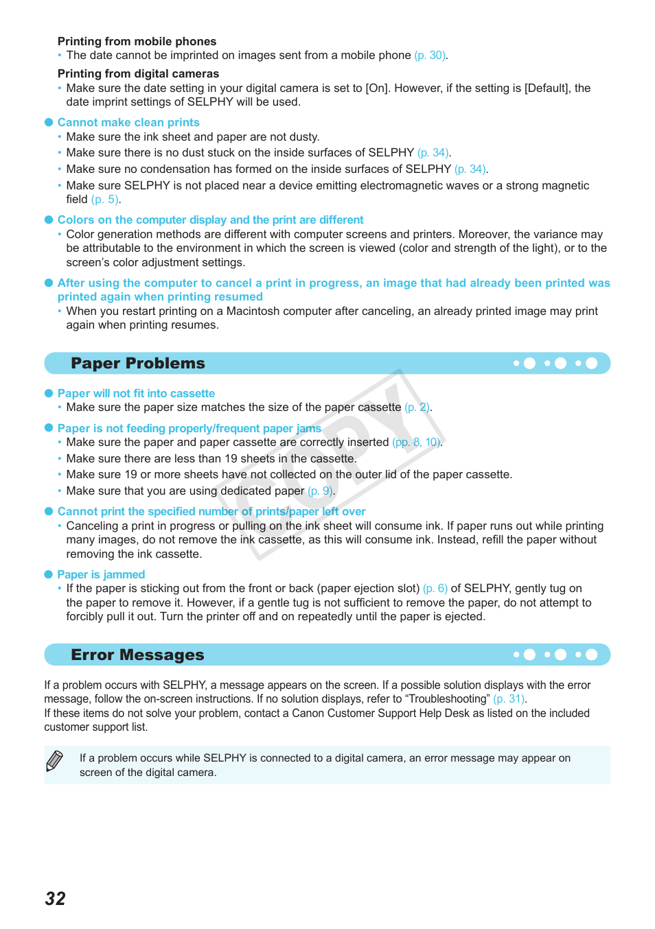 C op y | Canon SELPHY CP800 Black User Manual | Page 69 / 73