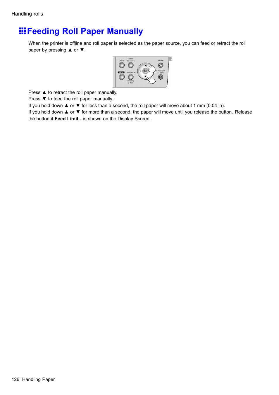 Feeding roll paper manually | Canon imagePROGRAF iPF510 User Manual | Page 140 / 724